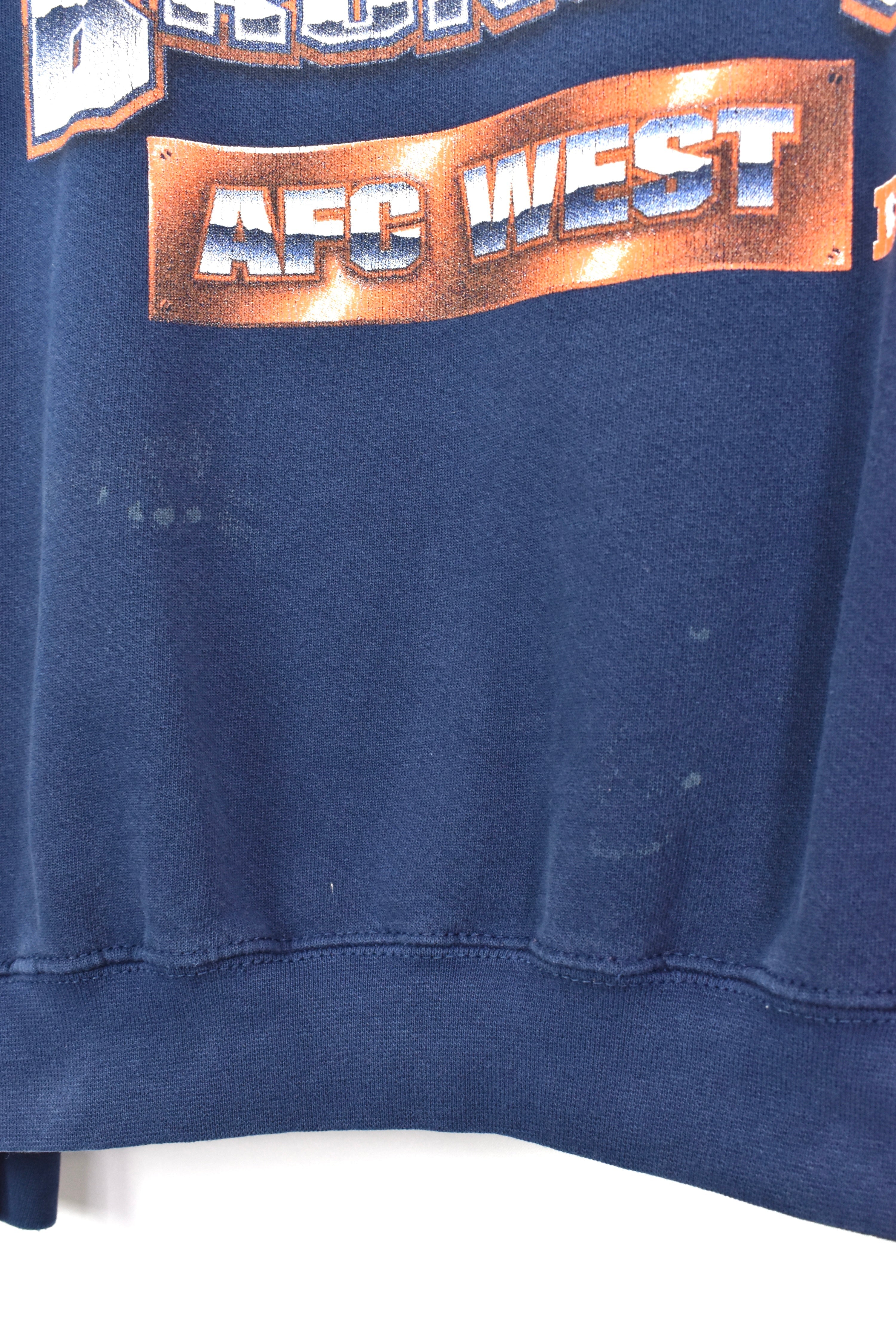 Vintage Denver Broncos sweatshirt, NFL navy blue graphic crewneck - AU XL PRO SPORT