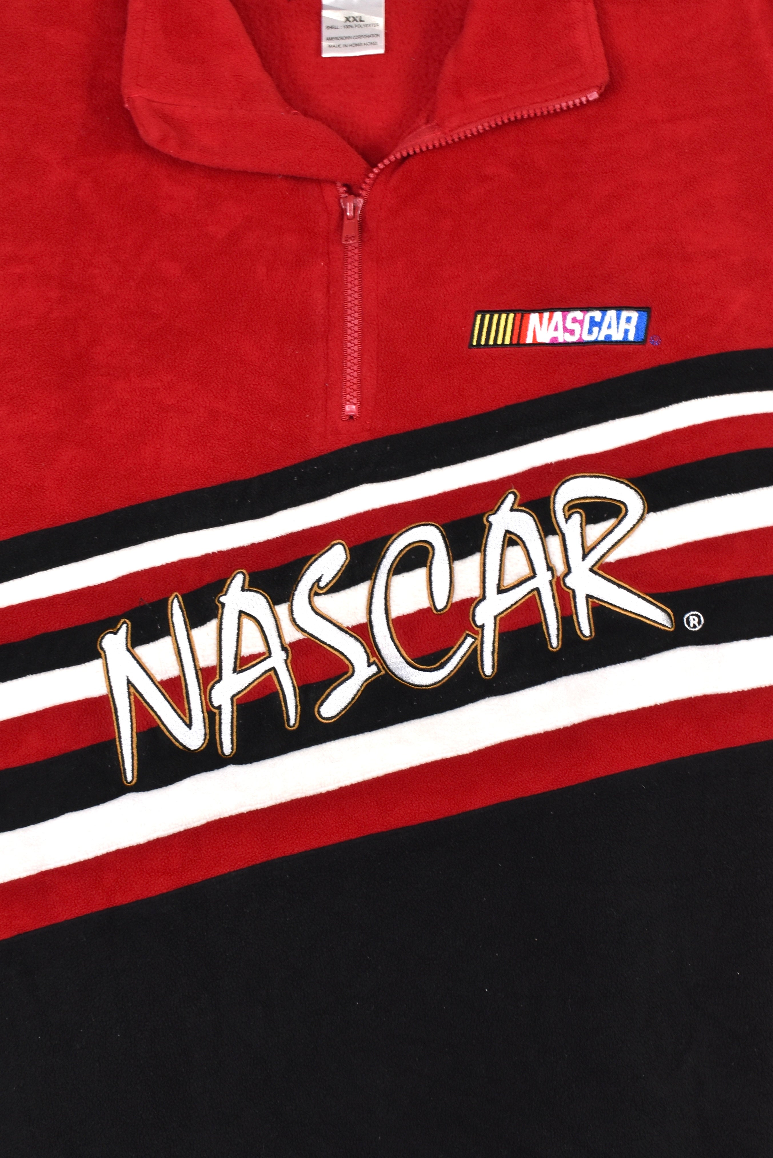 Vintage NASCAR fleece (XL), red embroidered quarter zip sweatshirt