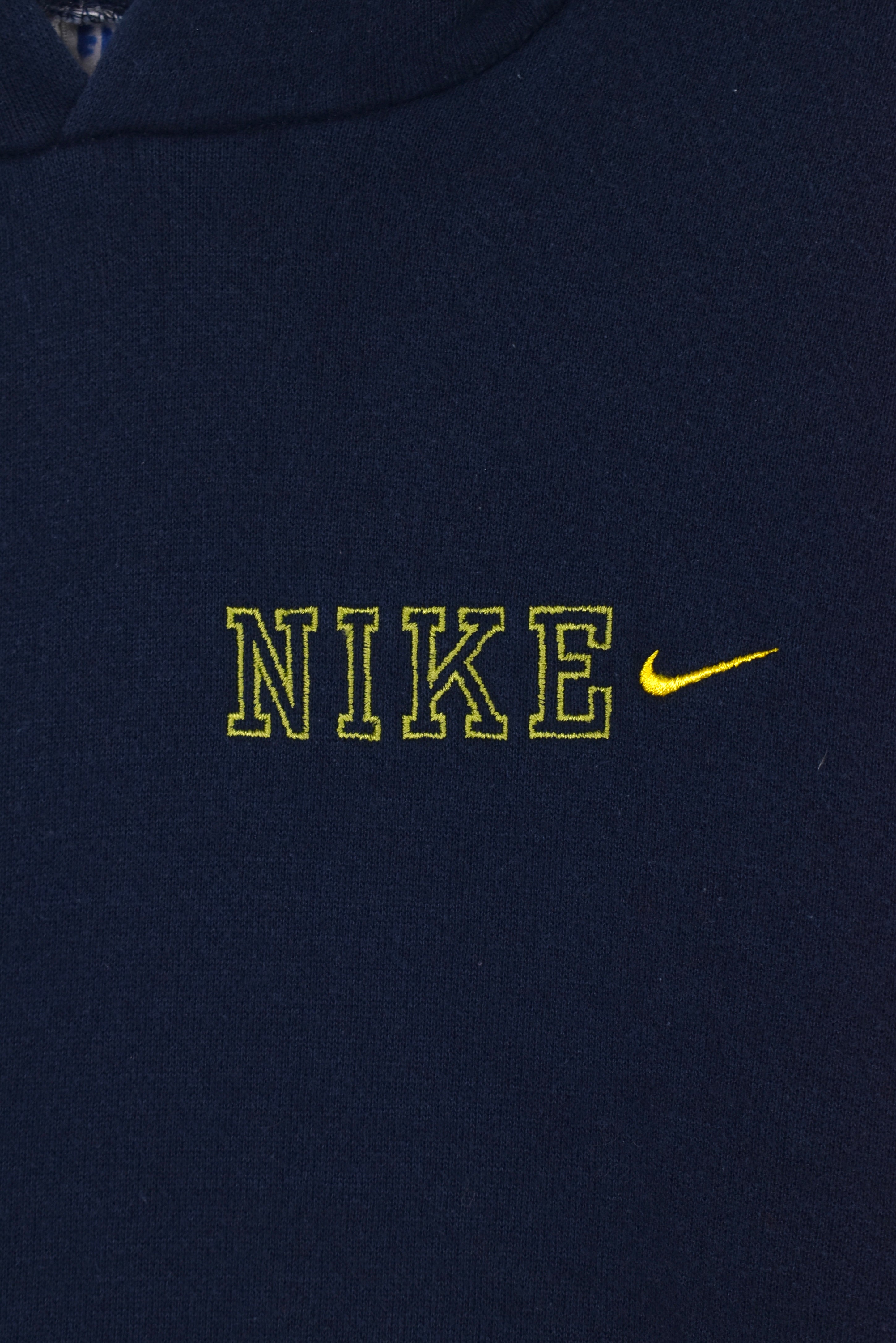 Women's vintage Nike hoodie (S), navy embroidered sweatshirt