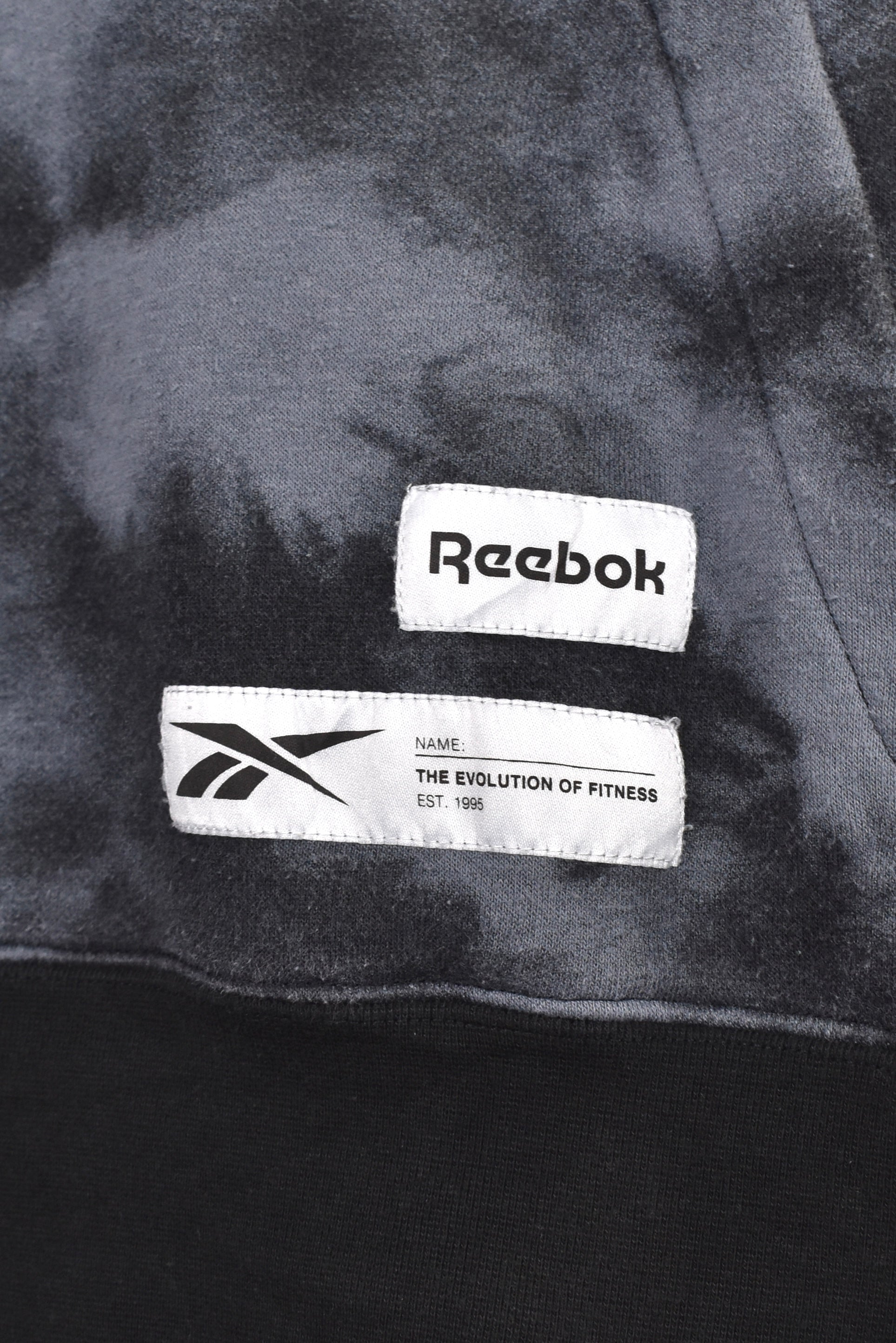 Modern Reebok hoodie (XL), grey tie dye sweatshirt