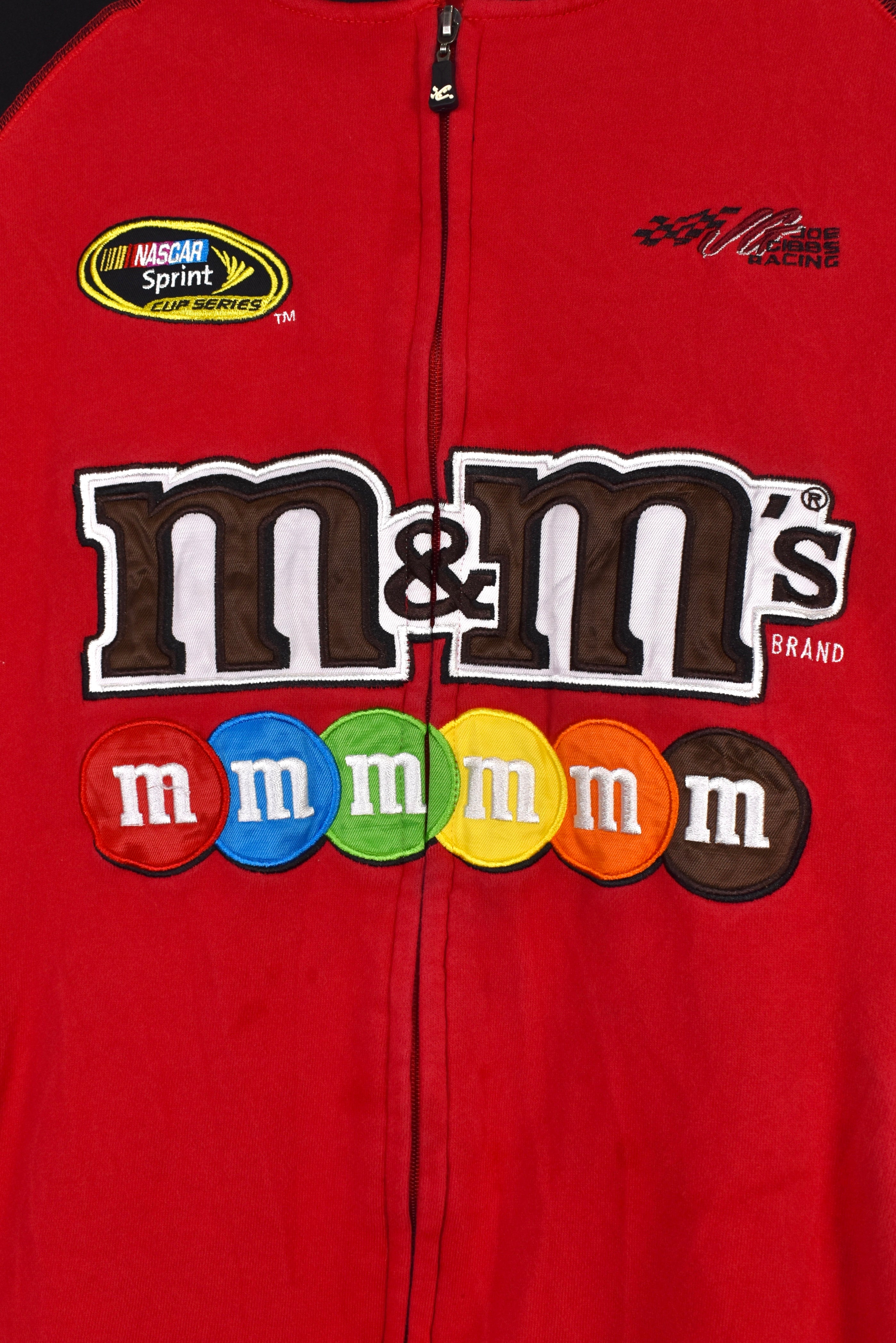 Vintage Nascar jacket (XL), M&M red embroidered sweatshirt