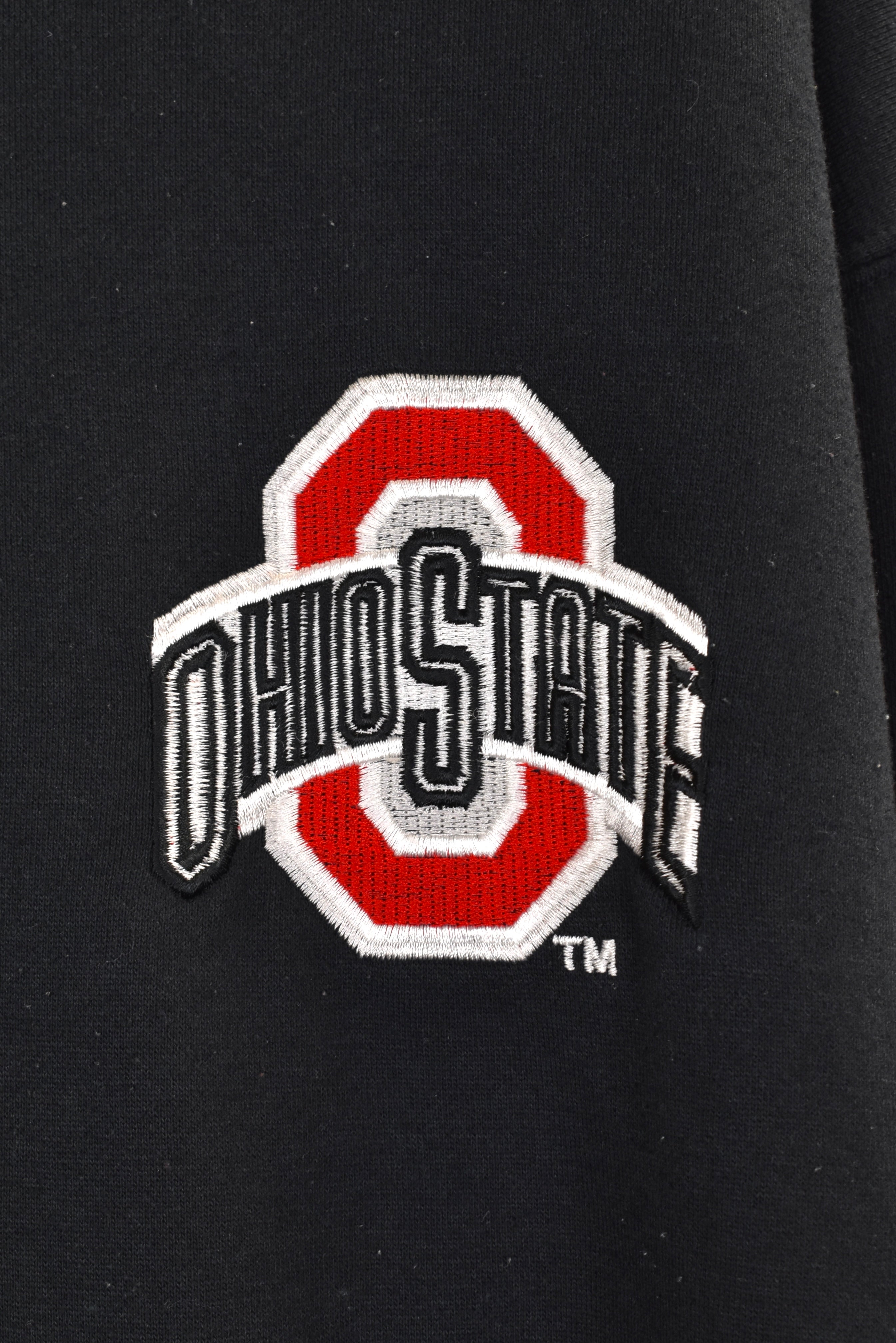 Vintage Ohio State University hoodie, black embroidered sweatshirt - XL
