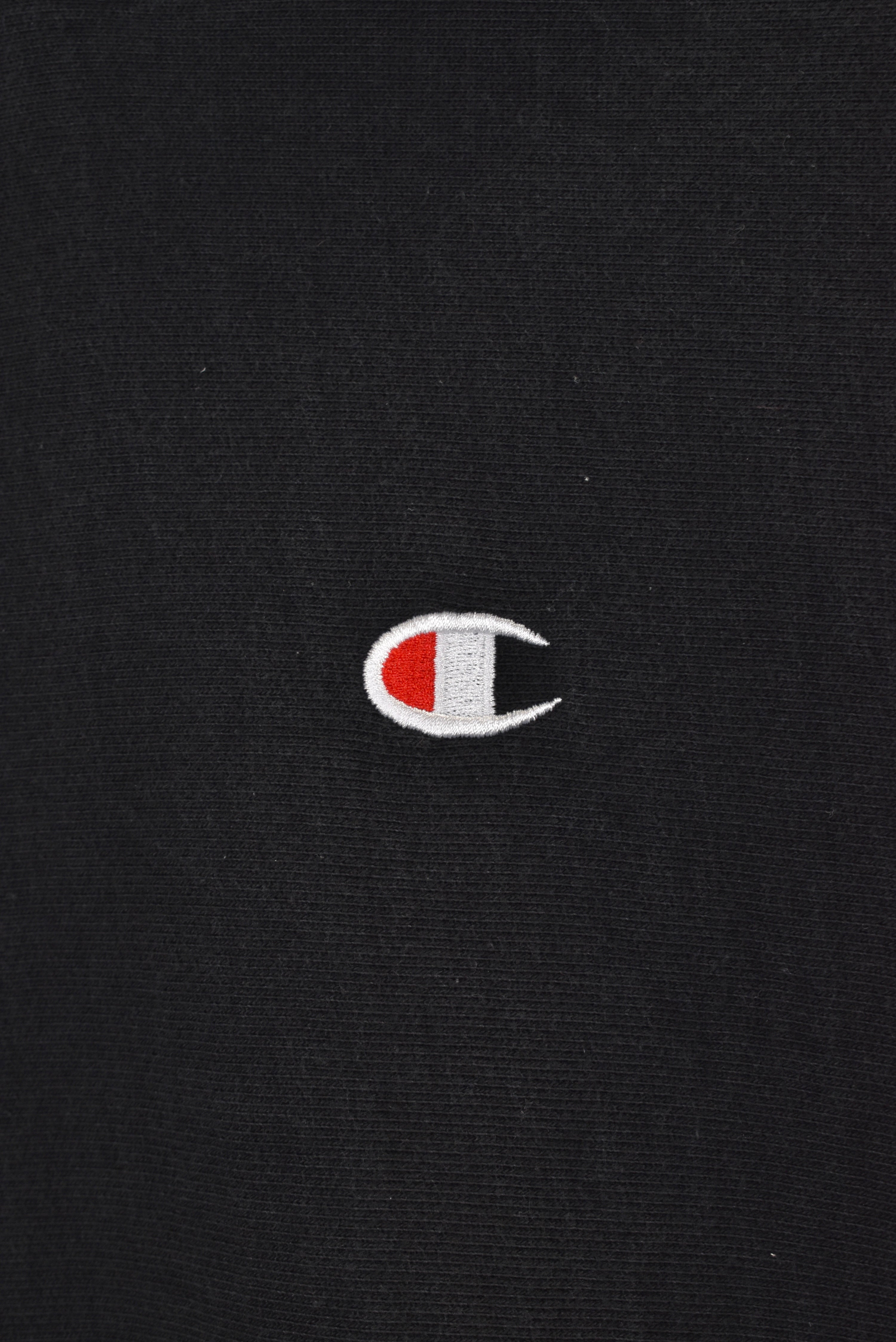 Modern Champion hoodie, black reverse weave embroidered sweatshirt - Medium