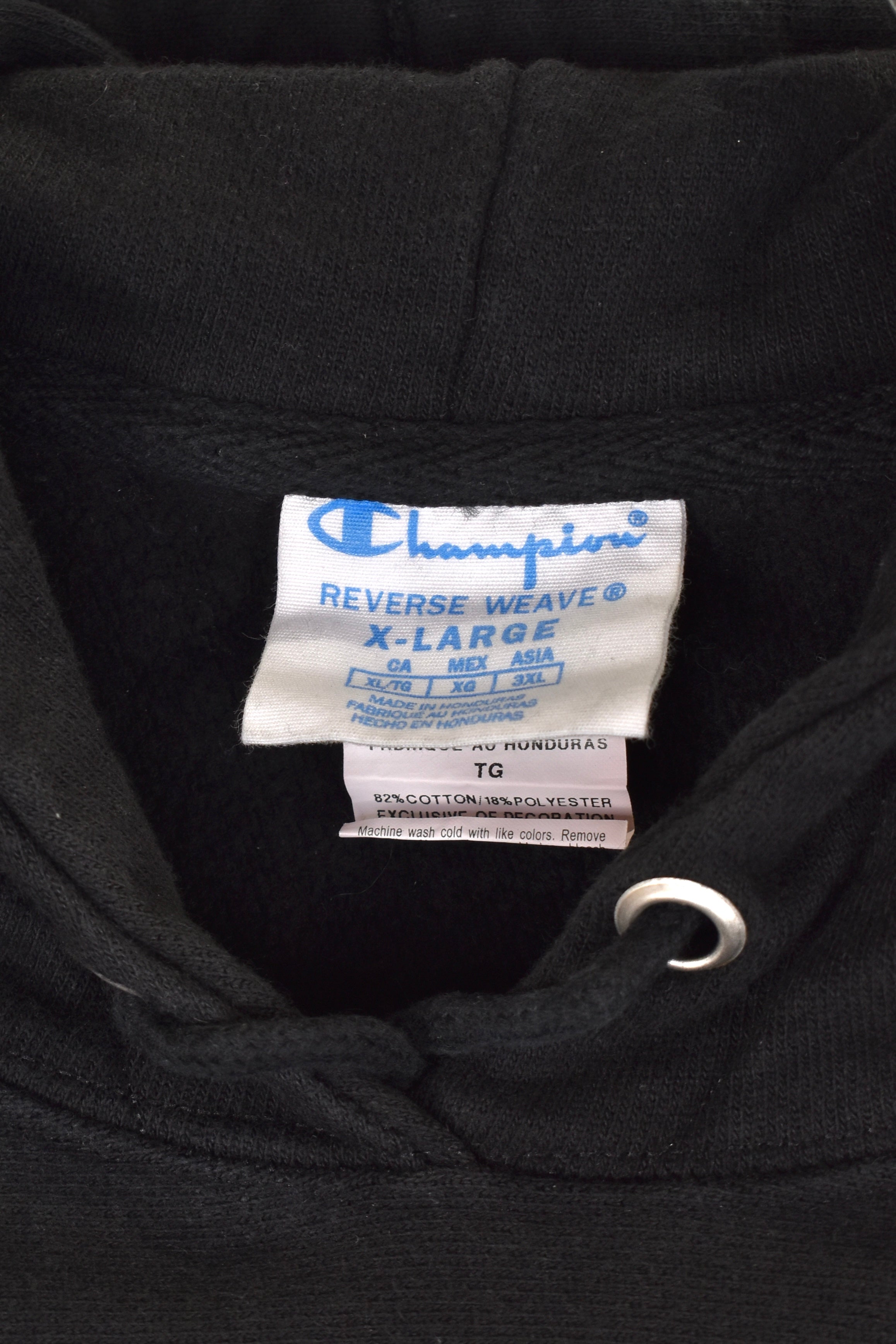 Women's modern Champion hoodie, black reverse weave sweatshirt - XL