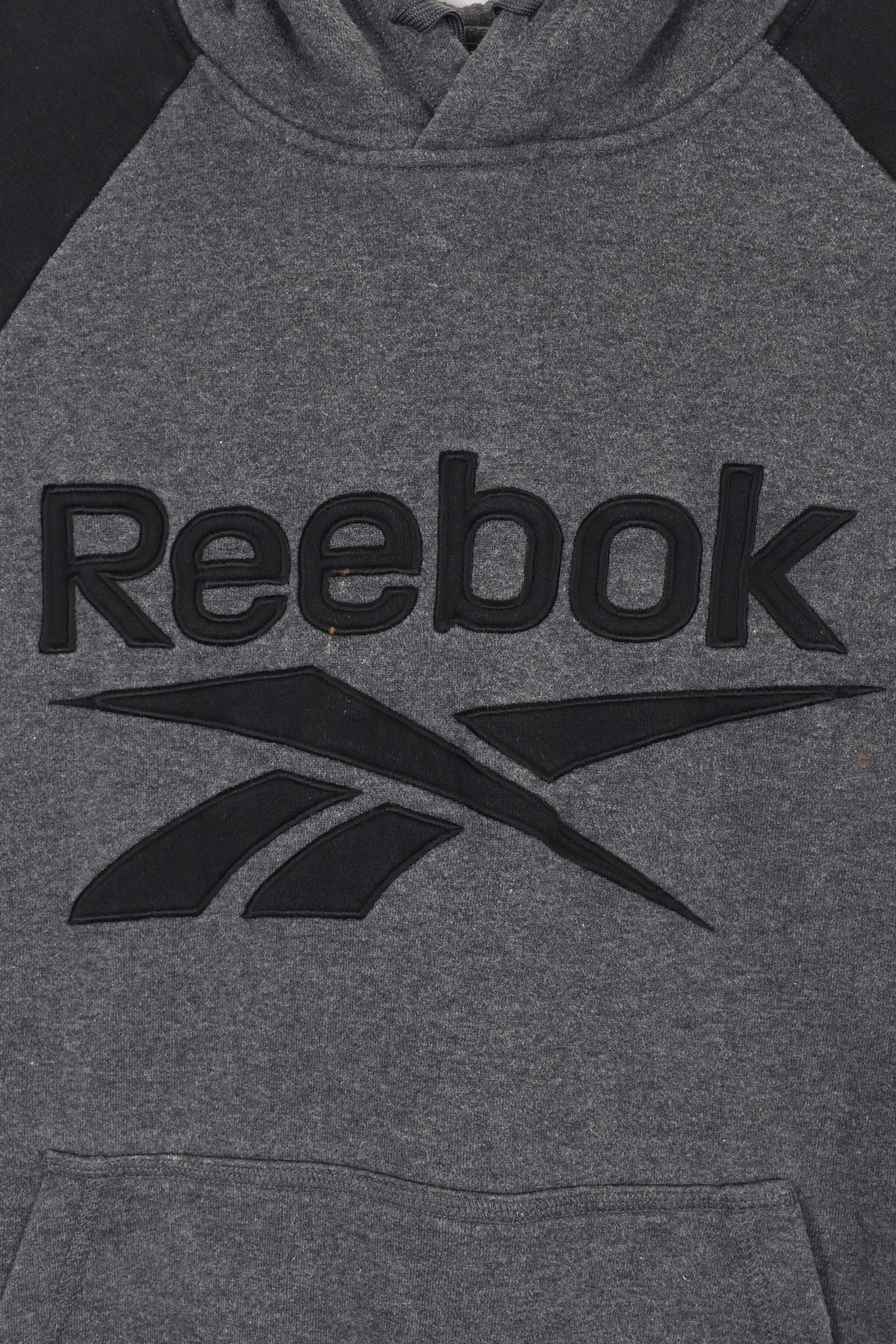 Vintage Reebok hoodie, grey embroidered sweatshirt - Large