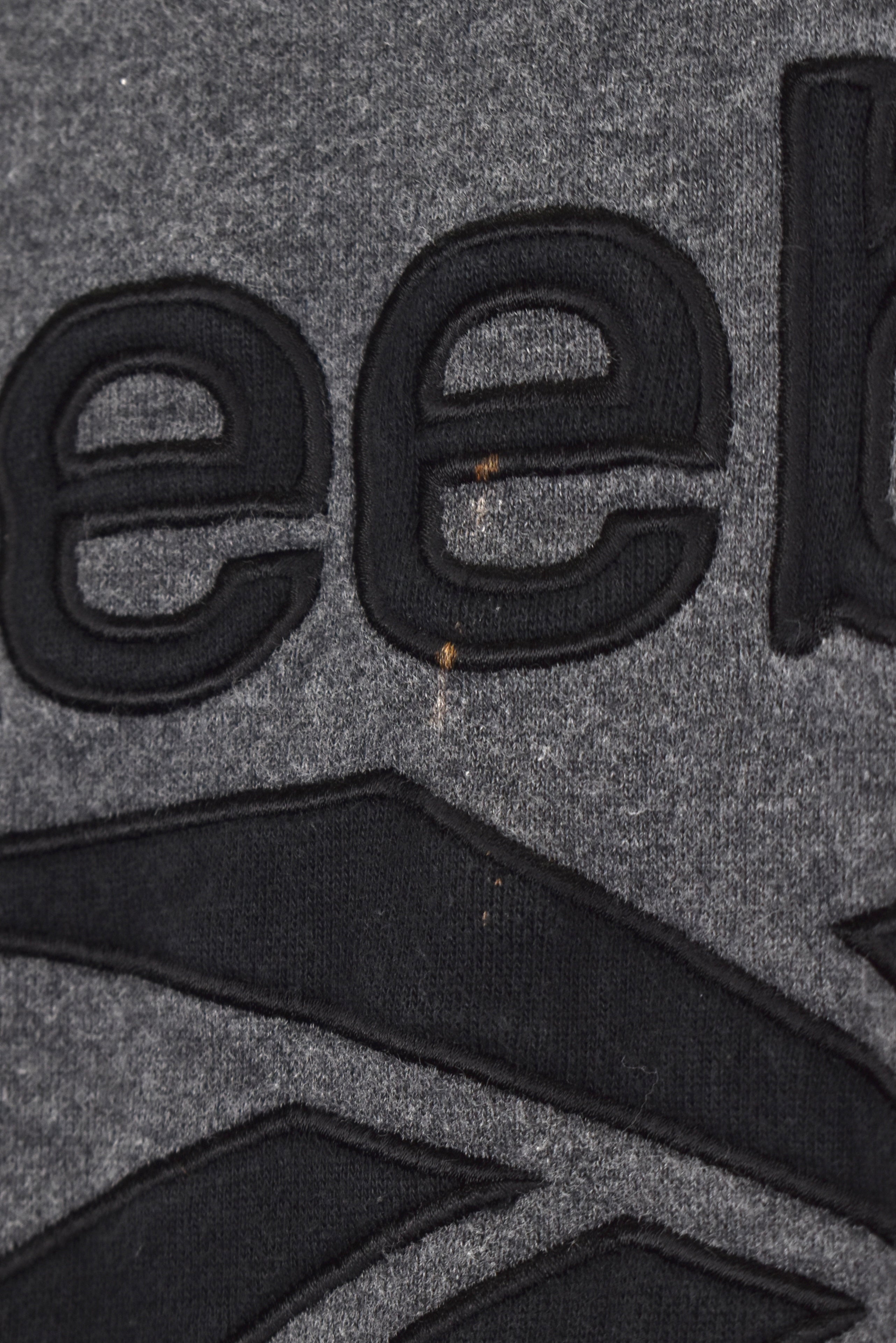 Vintage Reebok hoodie, grey embroidered sweatshirt - Large