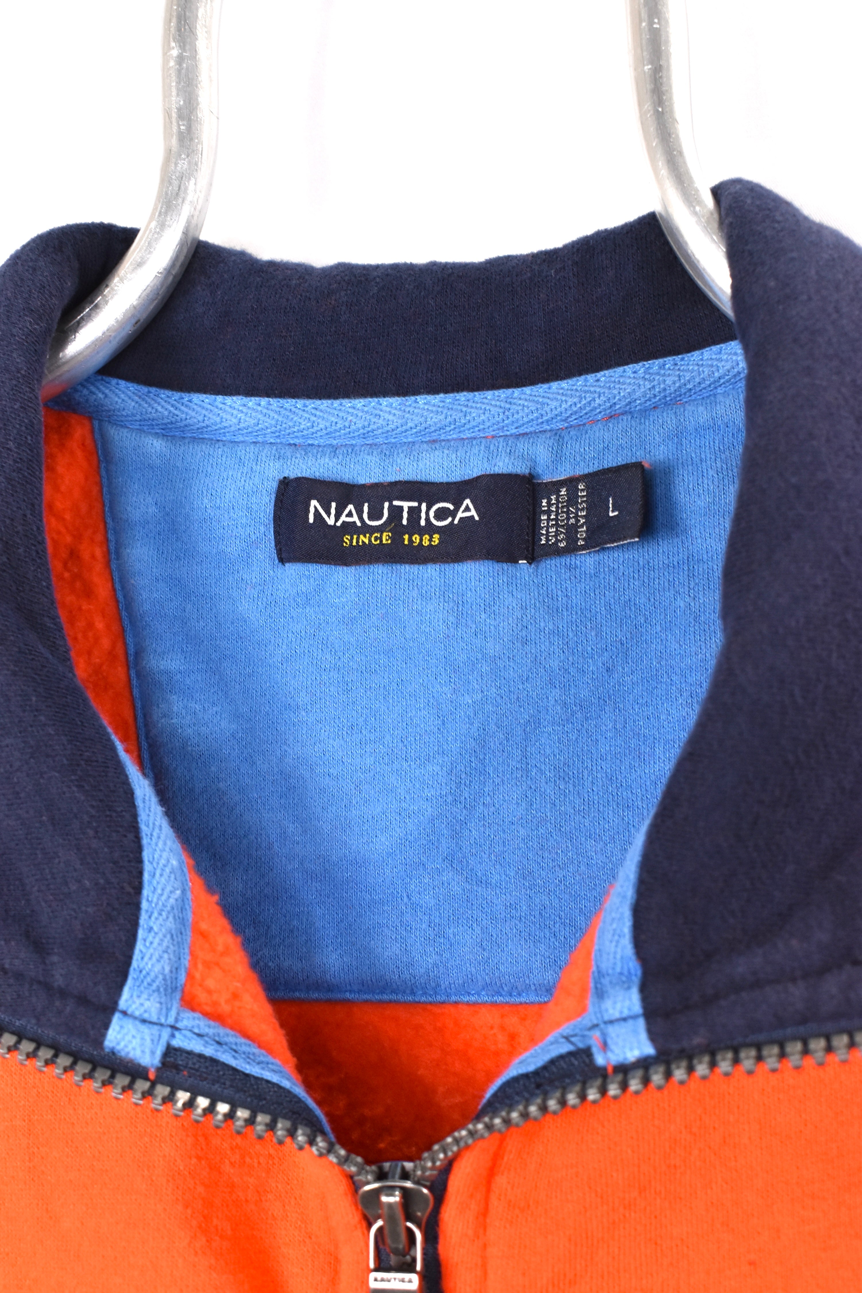 Vintage Nautica sweatshirt, orange embroidered 1/4 zip jumper - AU Large NAUTICA