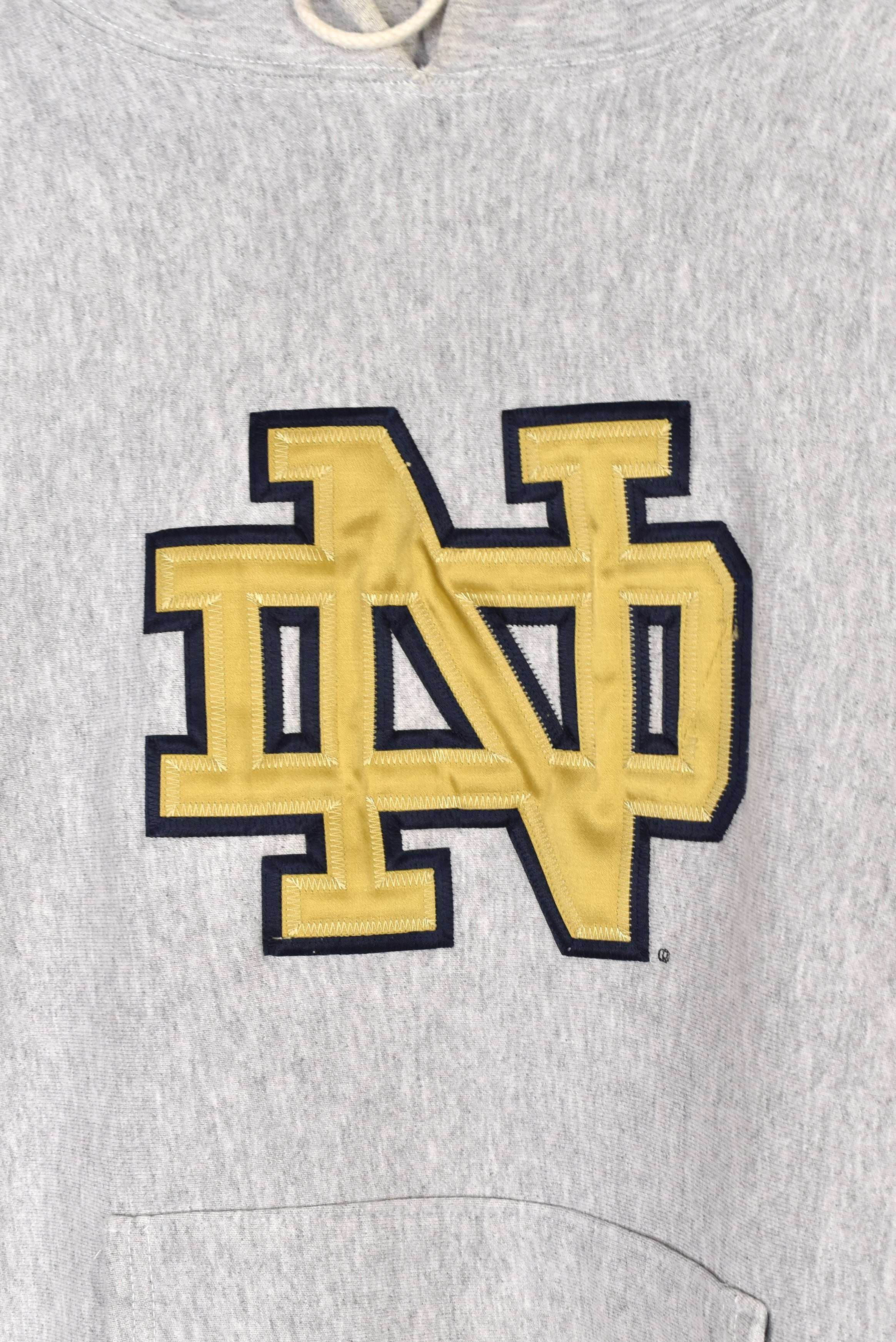 Vintage University of Notre Dame hoodie (L), grey embroidered sweatshirt