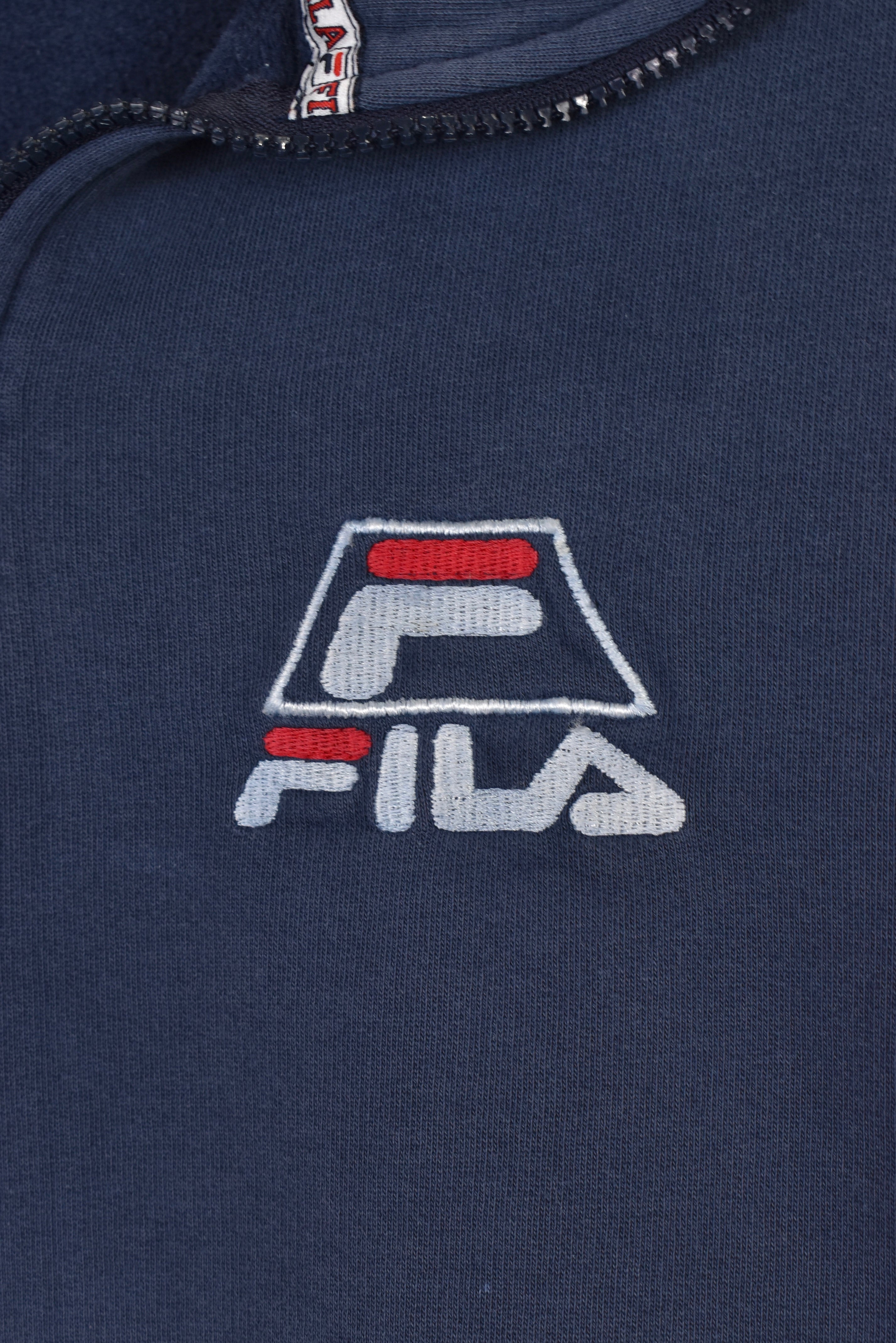 Vintage Fila sweatshirt, navy blue embroidered 1/4 zip jumper - Small