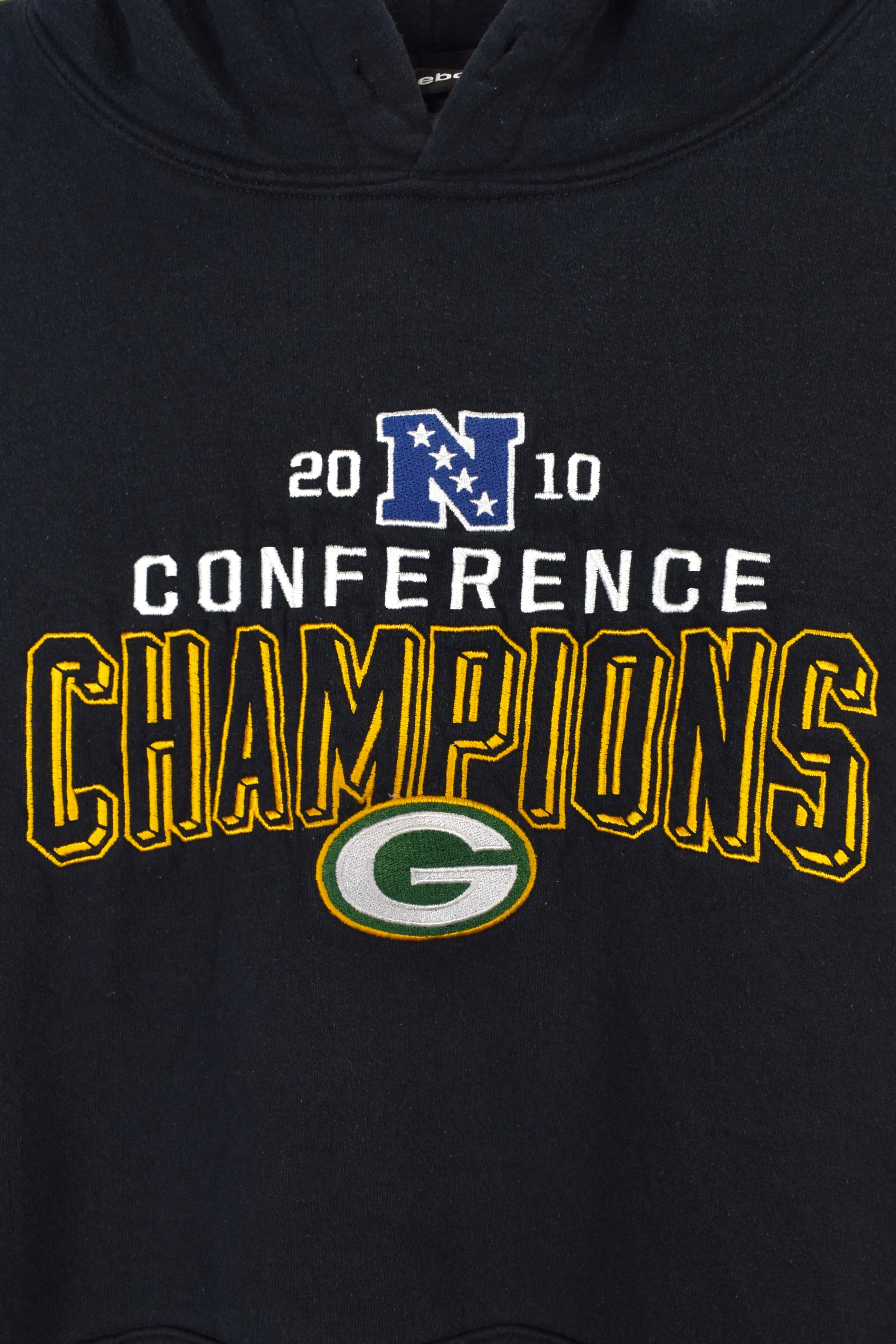 Vintage Green Bay Packers hoodie, black NFL embroidered sweatshirt - XL
