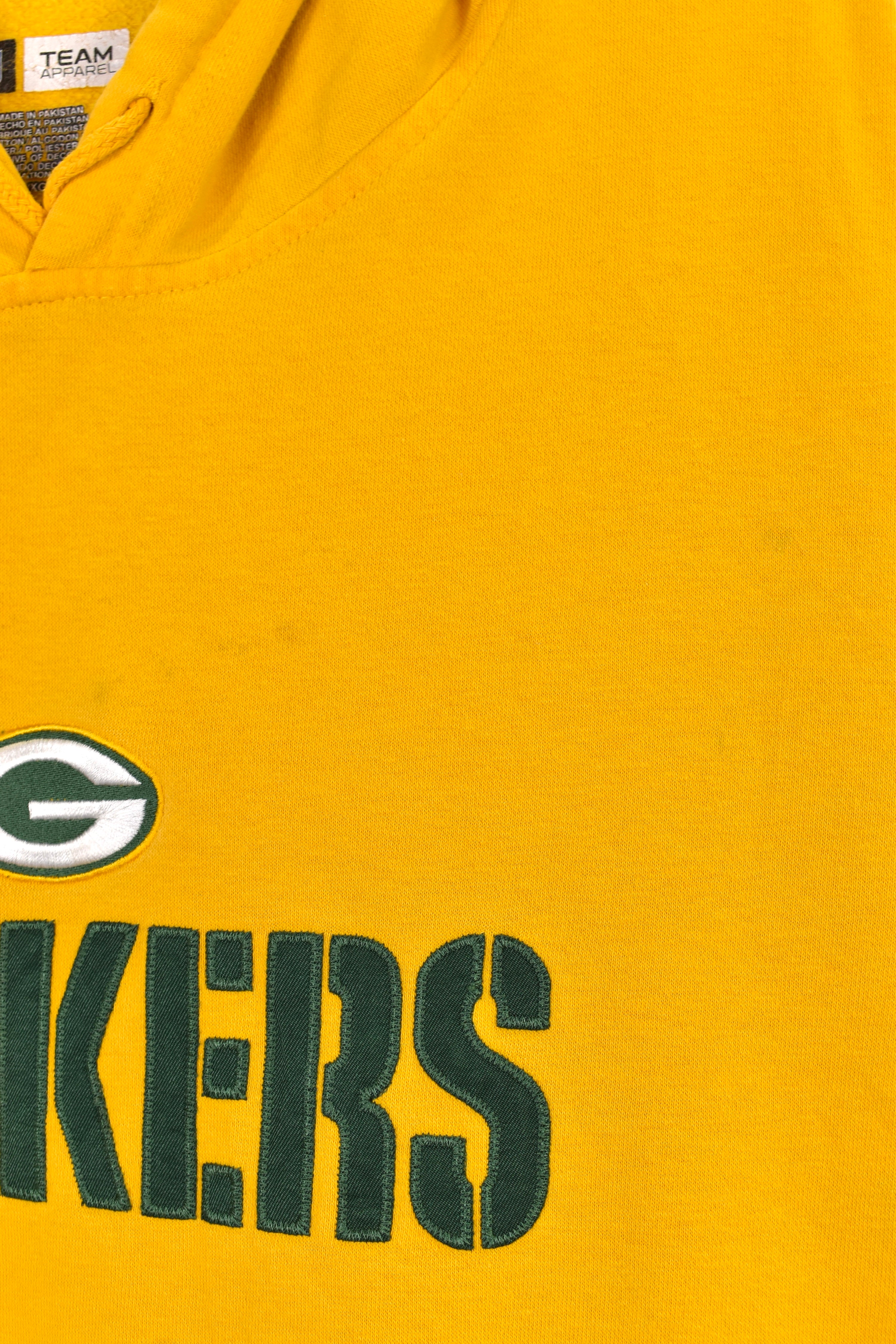 Vintage Green Bay Packers hoodie, yellow NFL embroidered sweatshirt - XL