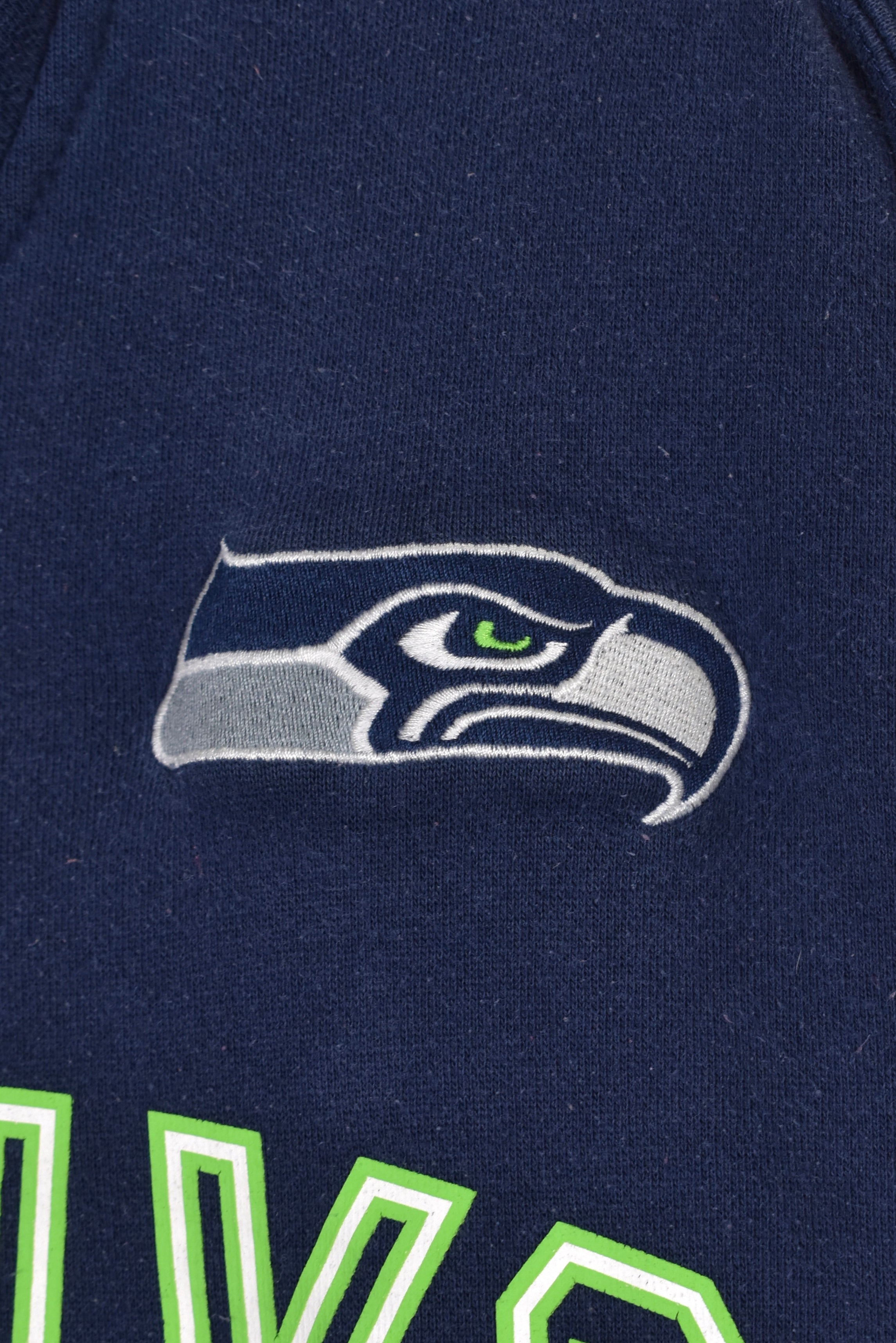Vintage Seattle Seahawks hoodie, navy NFL graphic sweatshirt - XXL