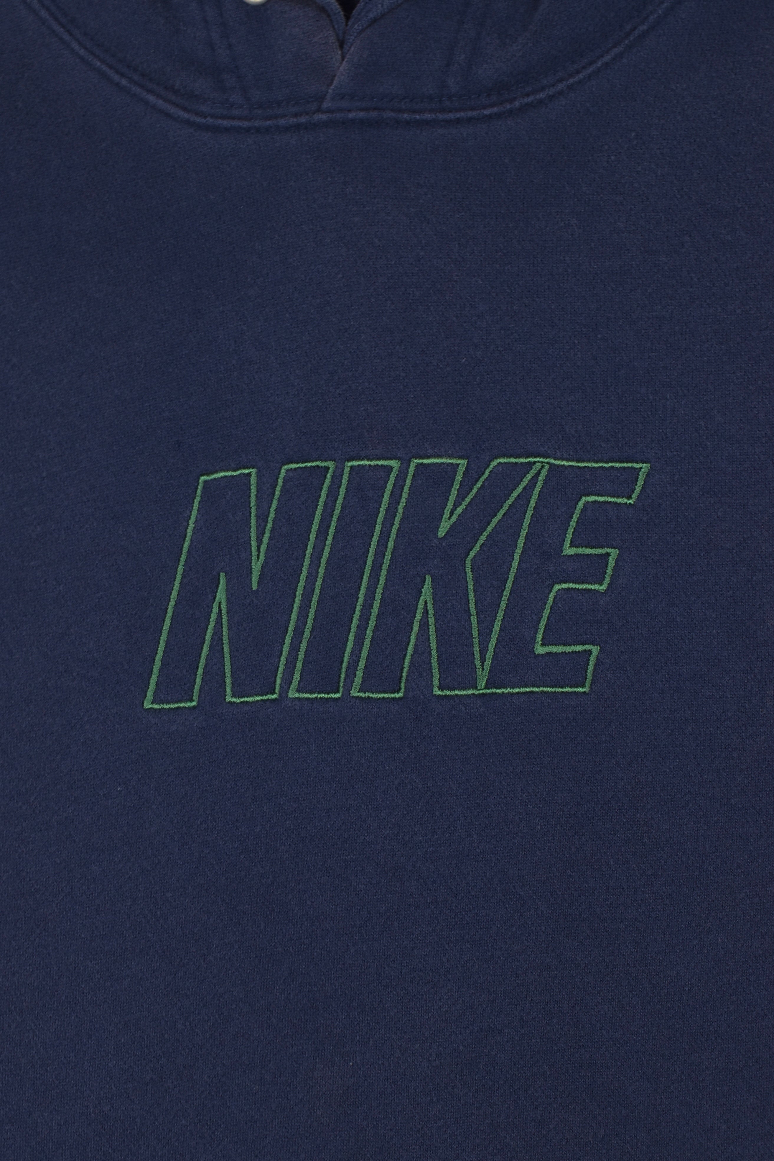 Vintage Nike hoodie, navy embroidered sweatshirt - Large