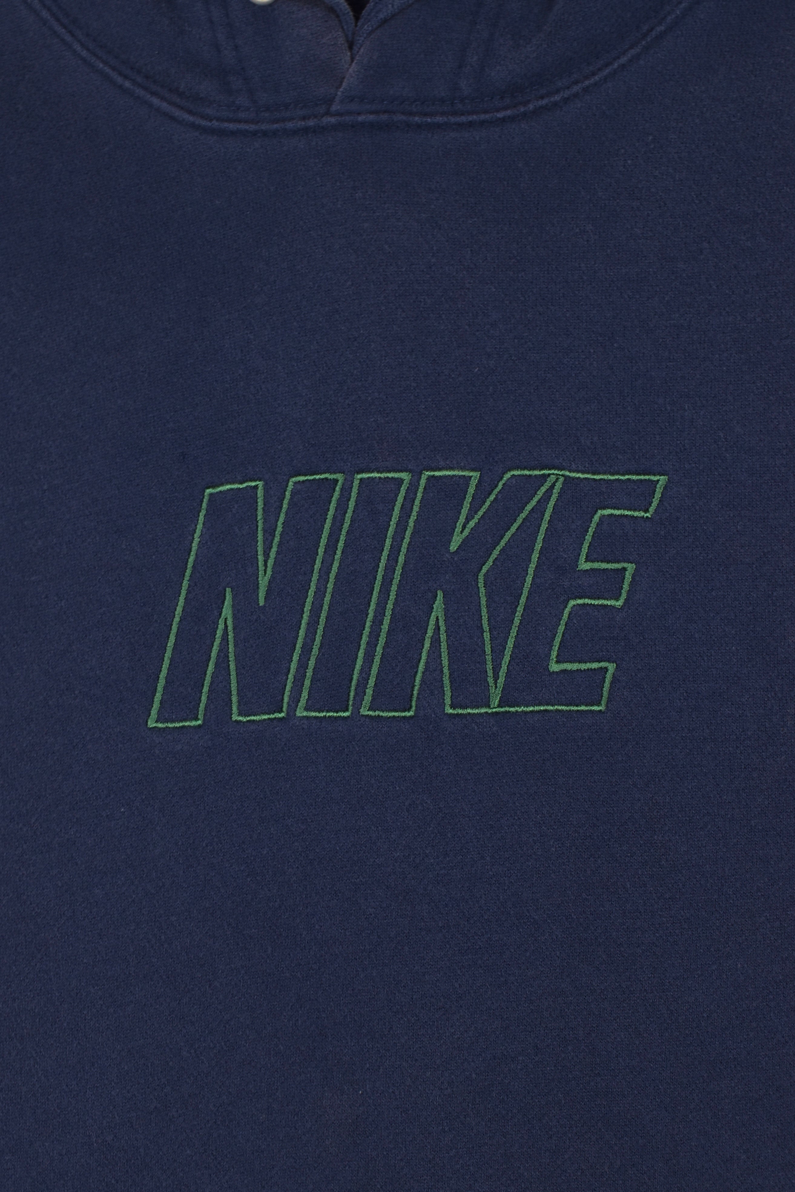 Vintage Nike hoodie, navy embroidered sweatshirt - Large