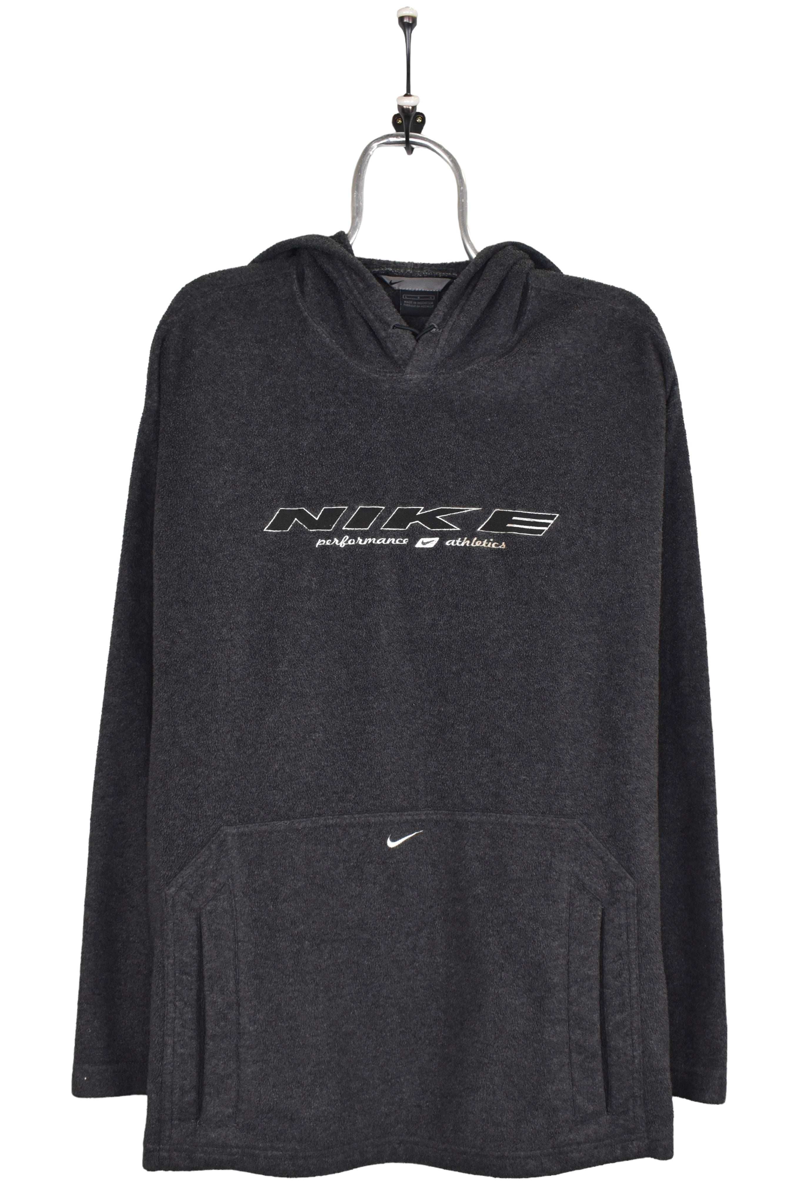 Vintage Nike hoodie, black embroidered fleece sweatshirt - XL