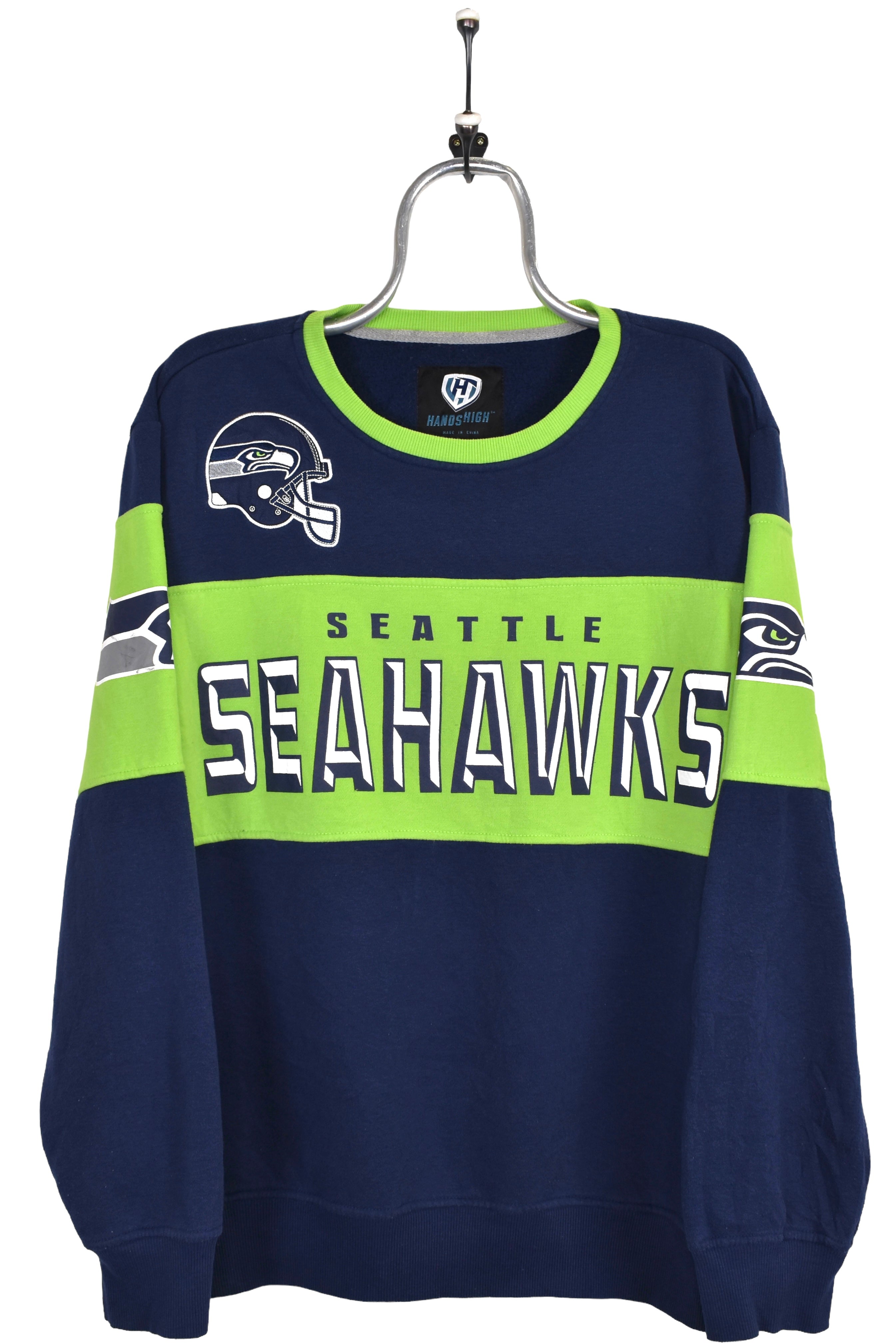 Vintage Seattle Seahawks sweatshirt, navy blue NFL graphic crewneck - Large