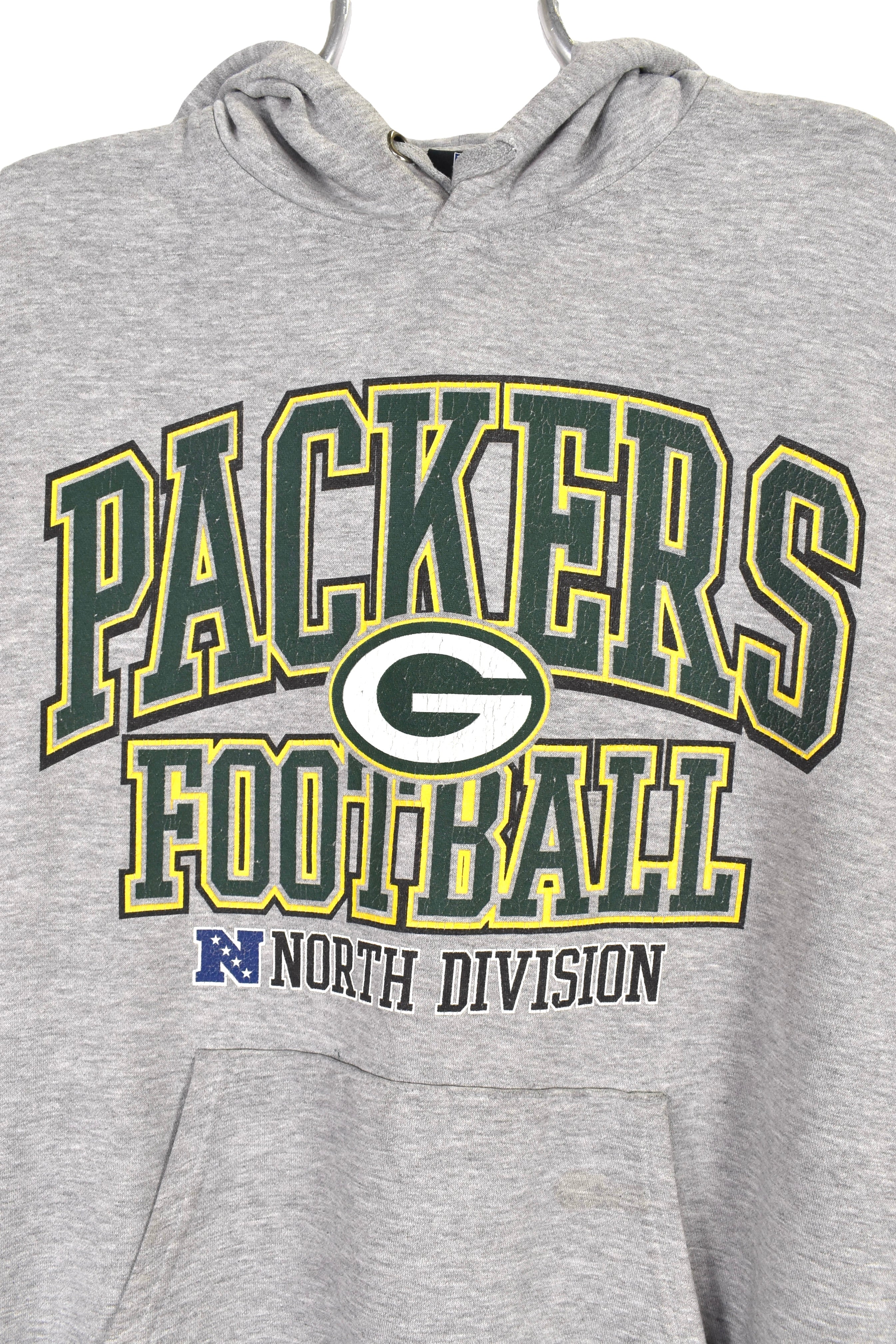 Vintage Green Bay Packers hoodie Large, grey NFL graphic sweatshirt