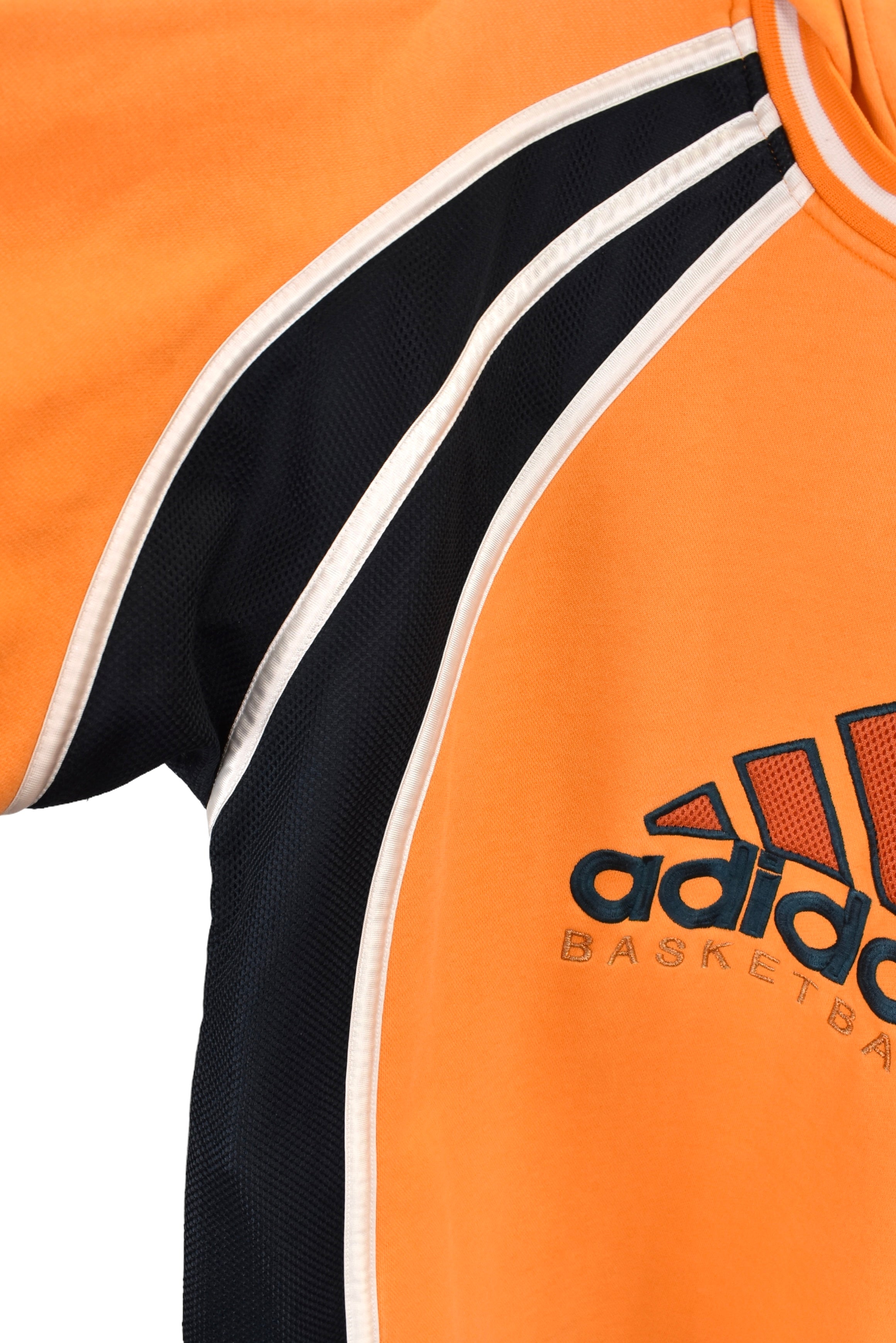 Vintage Adidas basketball hoodie, yellow embroidered sweatshirt - XL