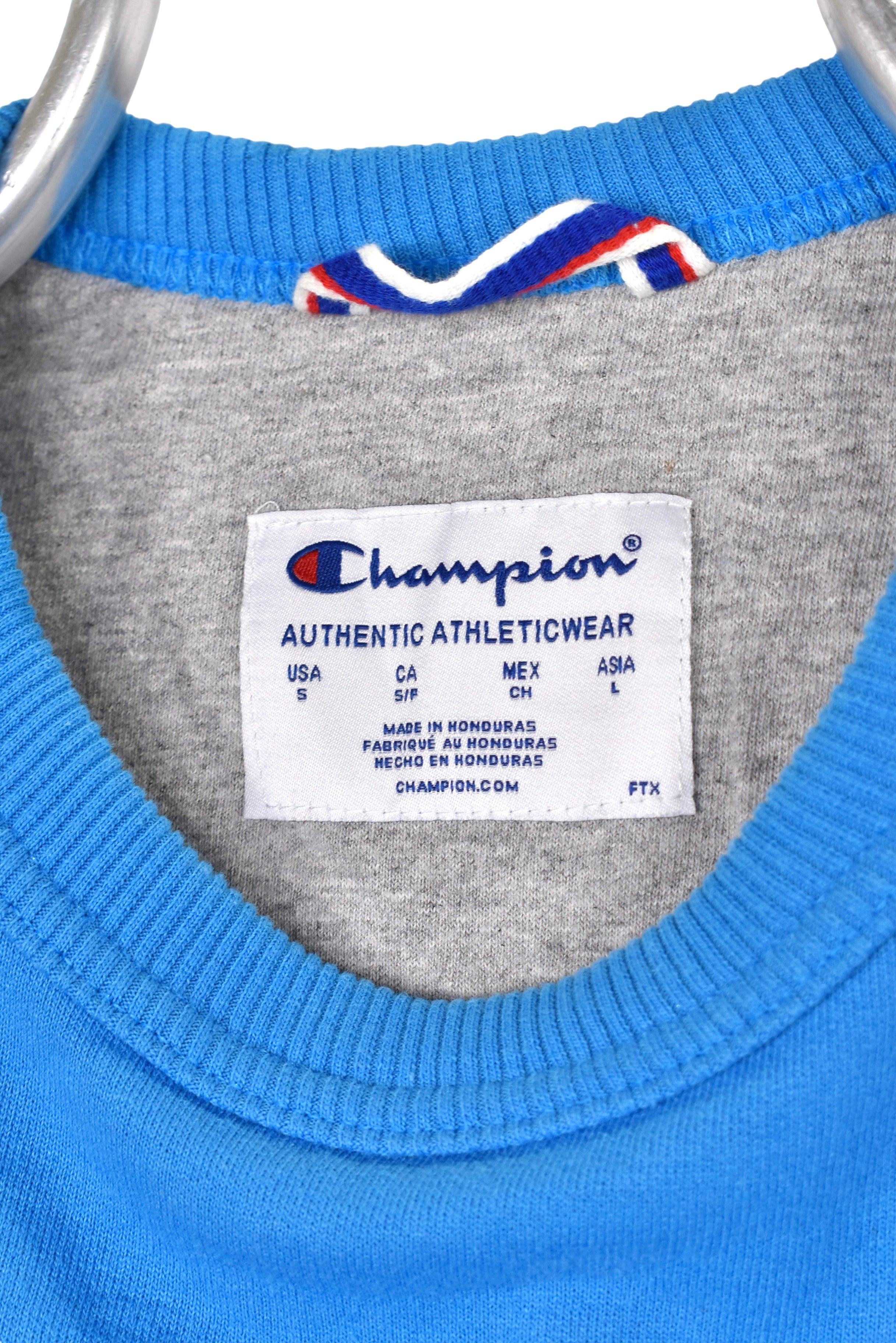 Modern Champion sweatshirt, blue embroidered crewneck - Small
