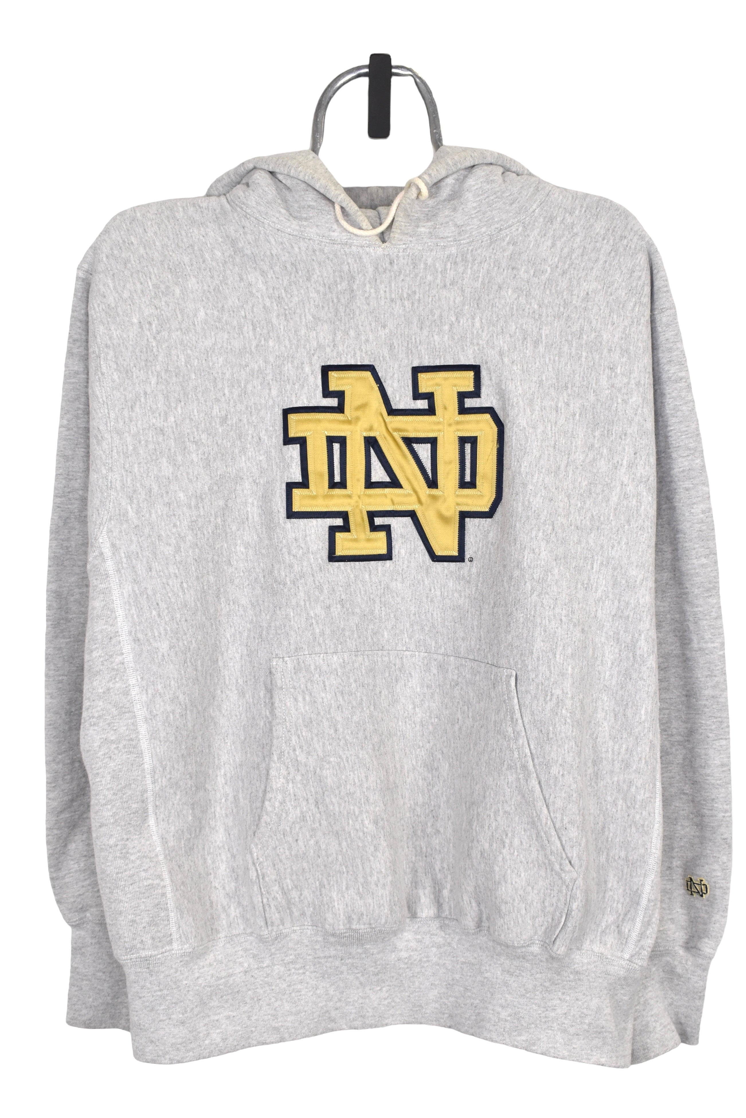 Vintage University of Notre Dame hoodie (L), grey embroidered sweatshirt