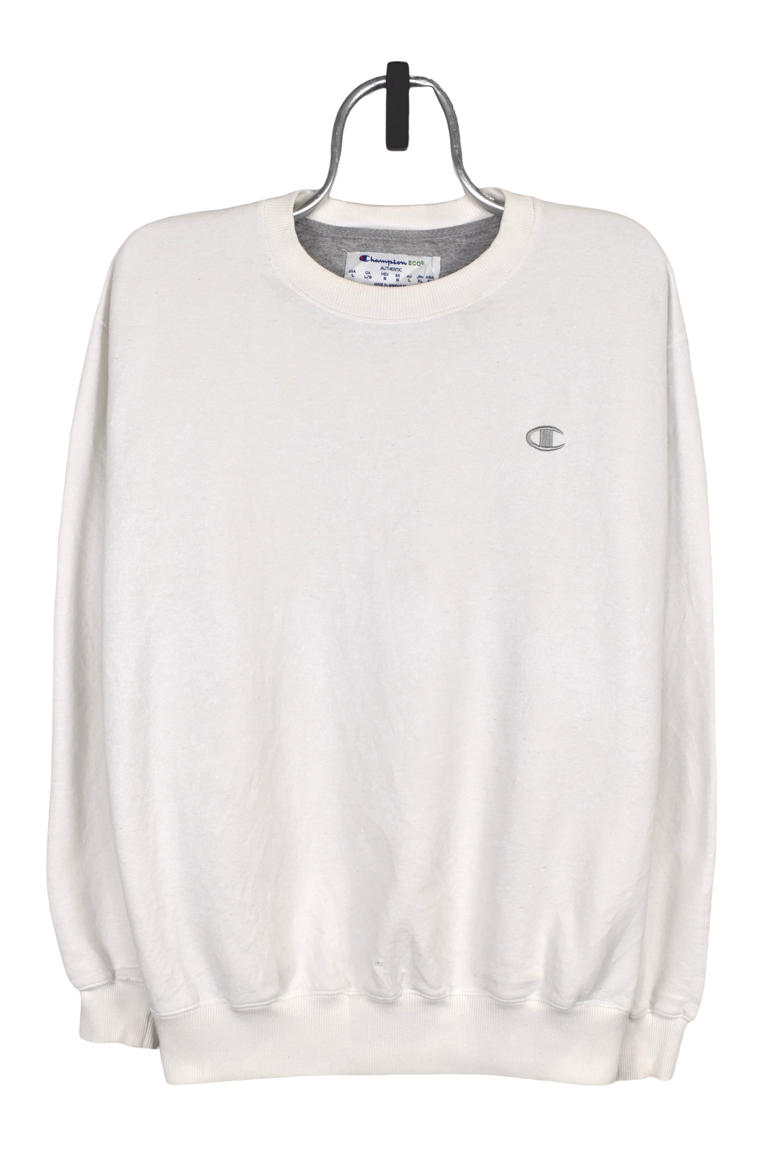 Modern Champion sweatshirt (L), white embroidered crewneck