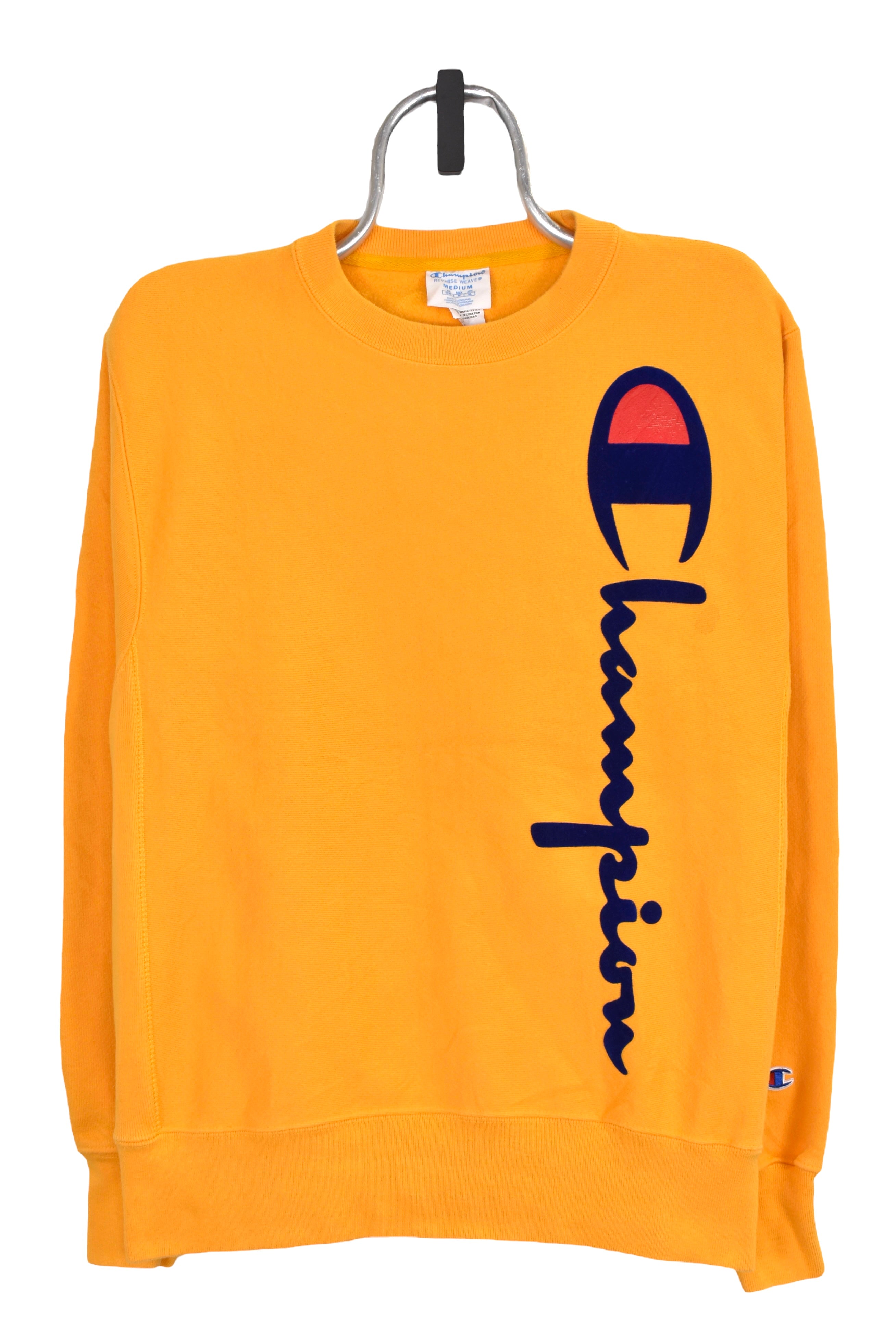 Modern Champion sweatshirt (M), yellow logo crewneck