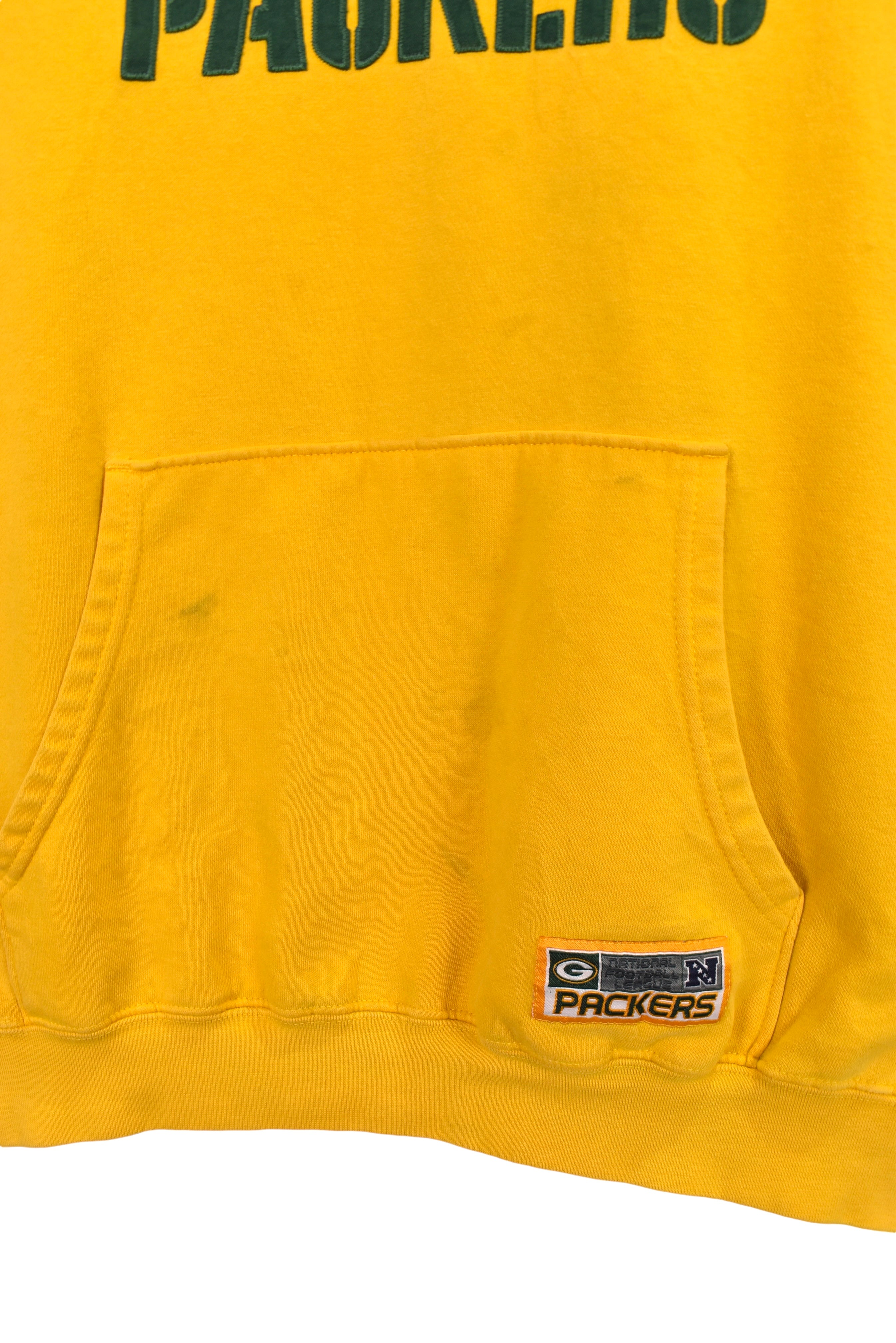 Vintage Green Bay Packers hoodie, yellow NFL embroidered sweatshirt - XL