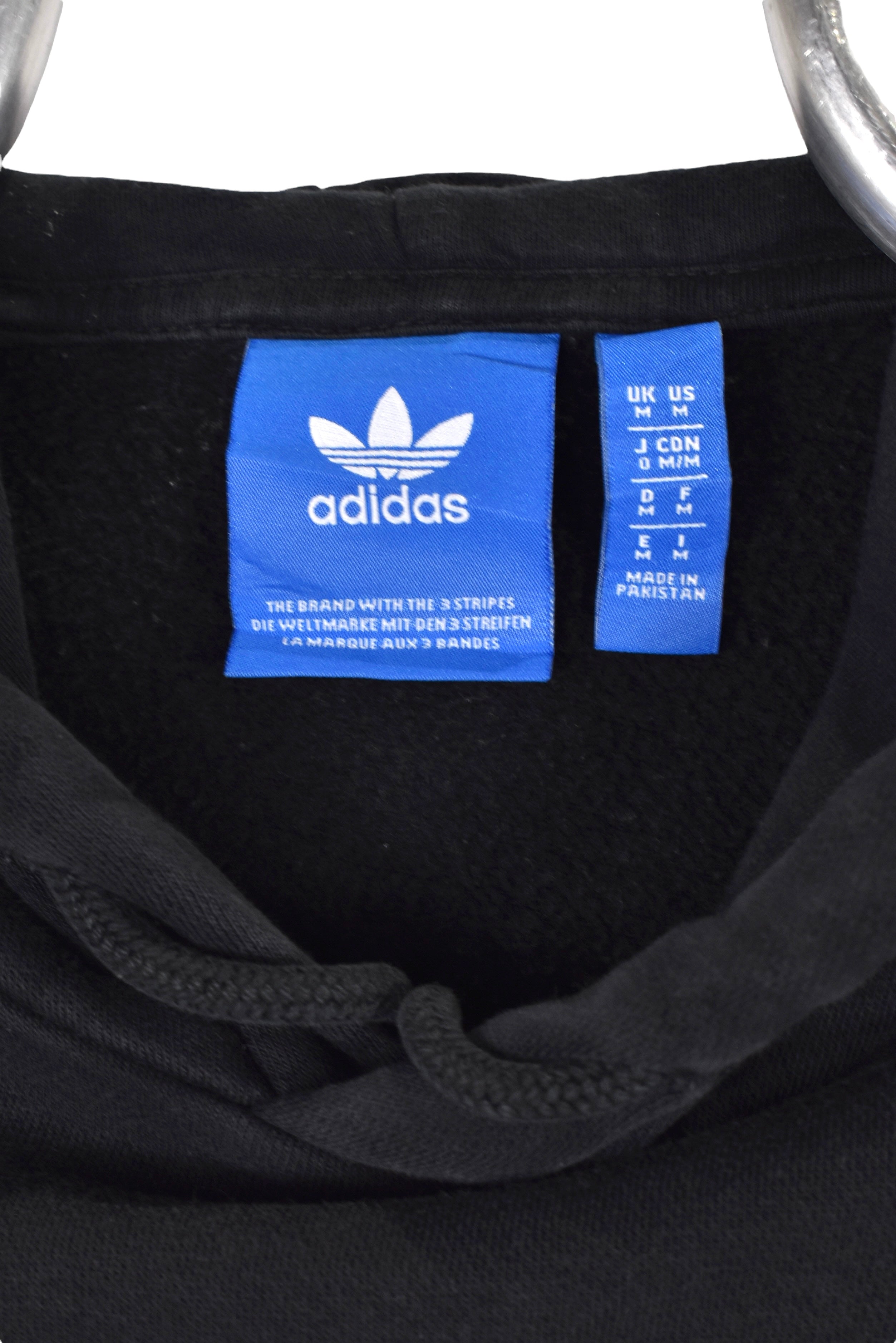 Modern Adidas hoodie (M), black graphic sweatshirt