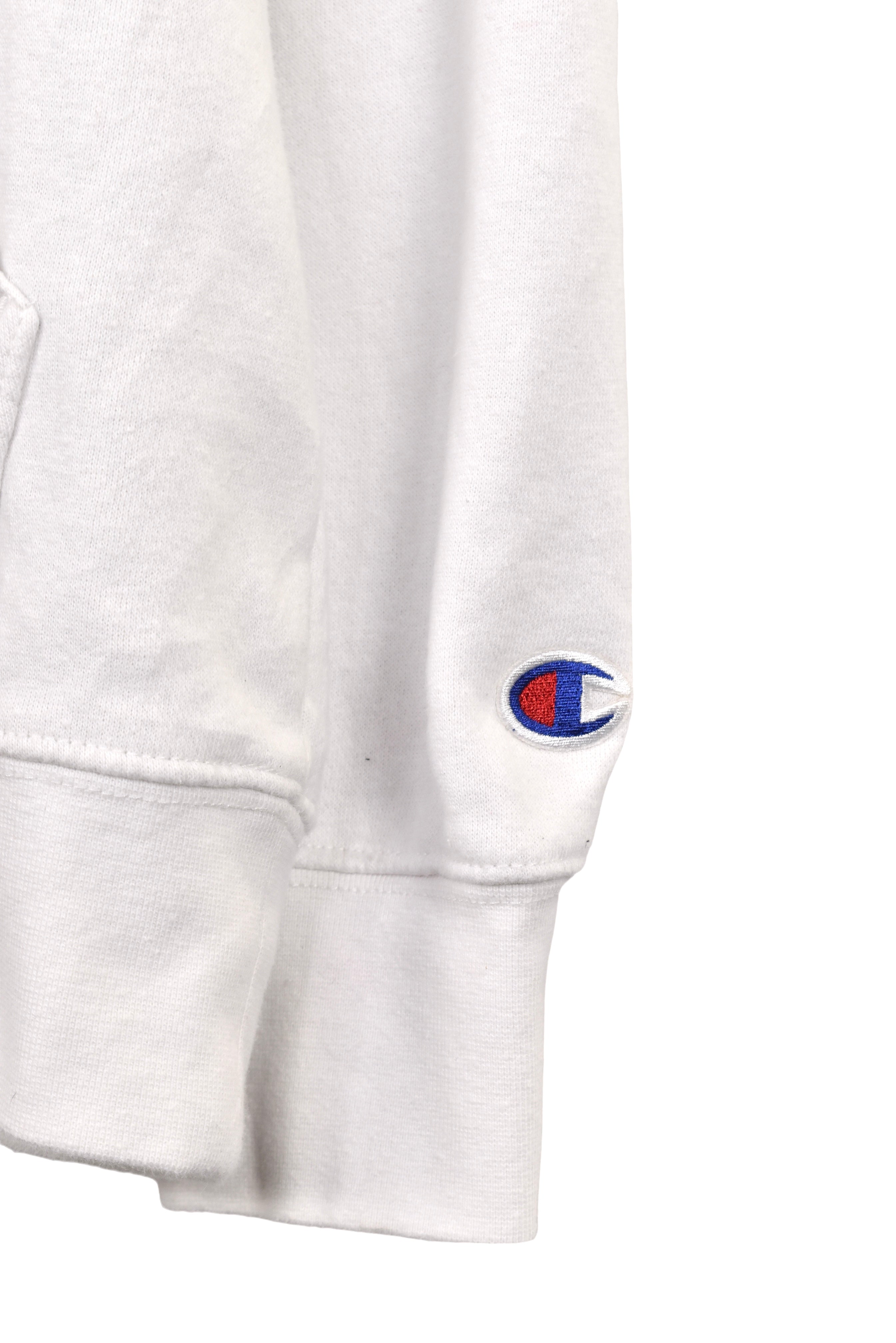 Modern University of Wisconsin hoodie, white embroidered sweatshirt - XL