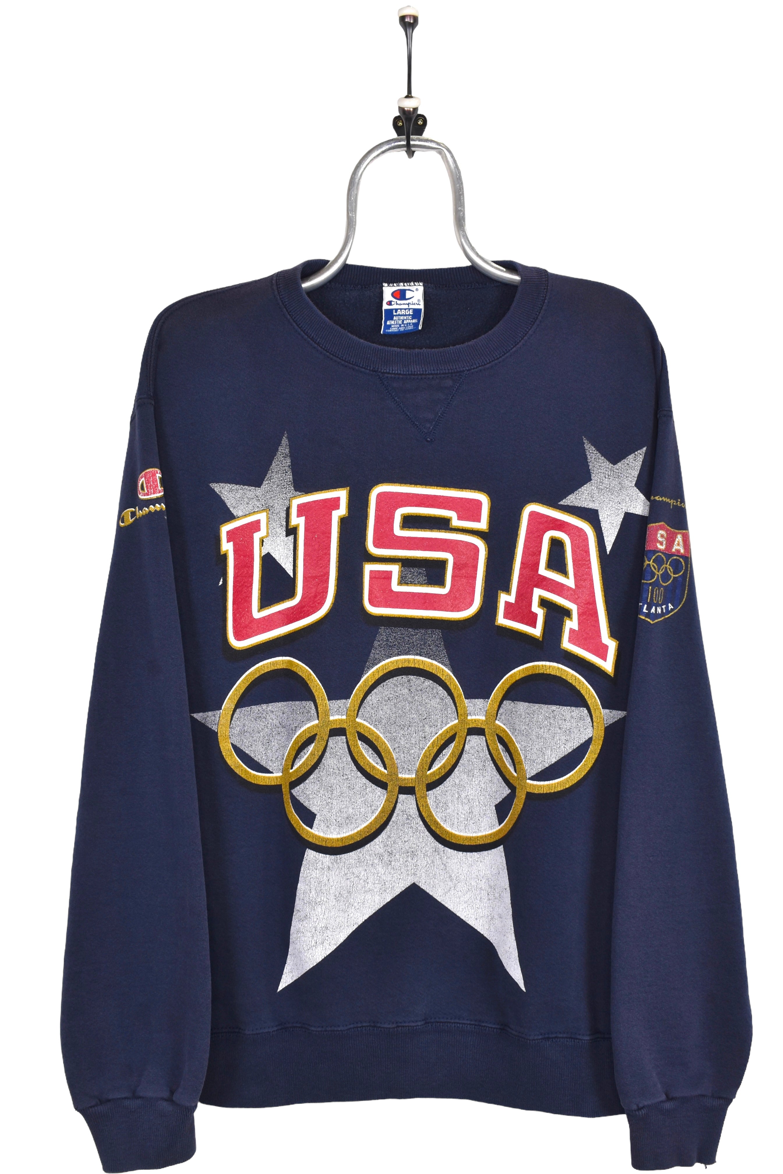 Vintage 1996 Atlanta Olympic sweatshirt, navy blue graphic crewneck - Large