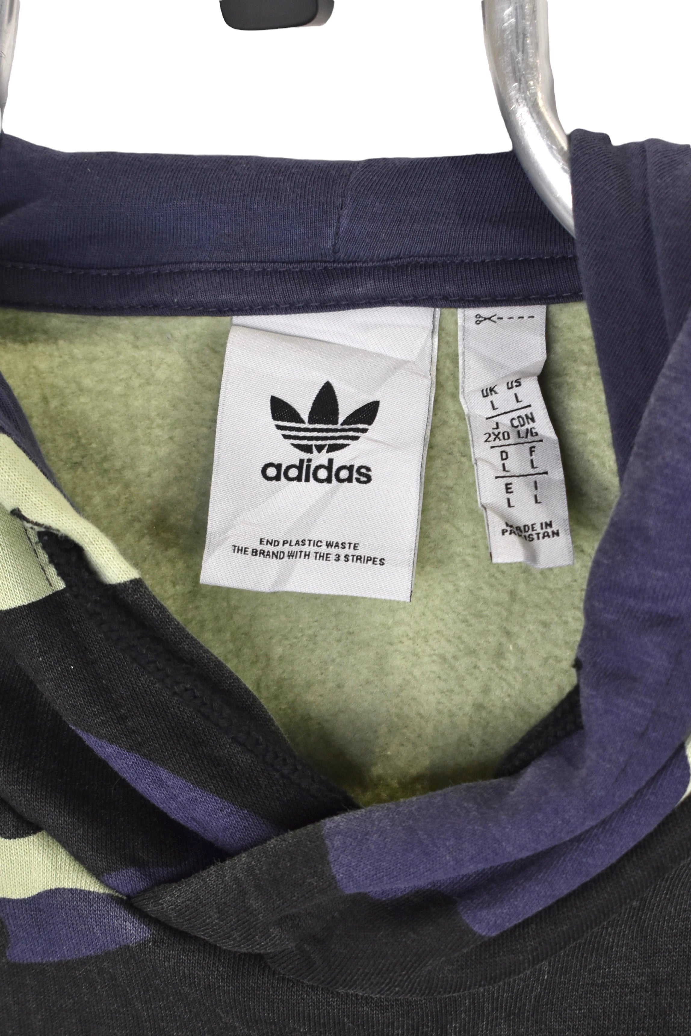 Modern adidas hoodie (L), navy camo graphic sweatshirt
