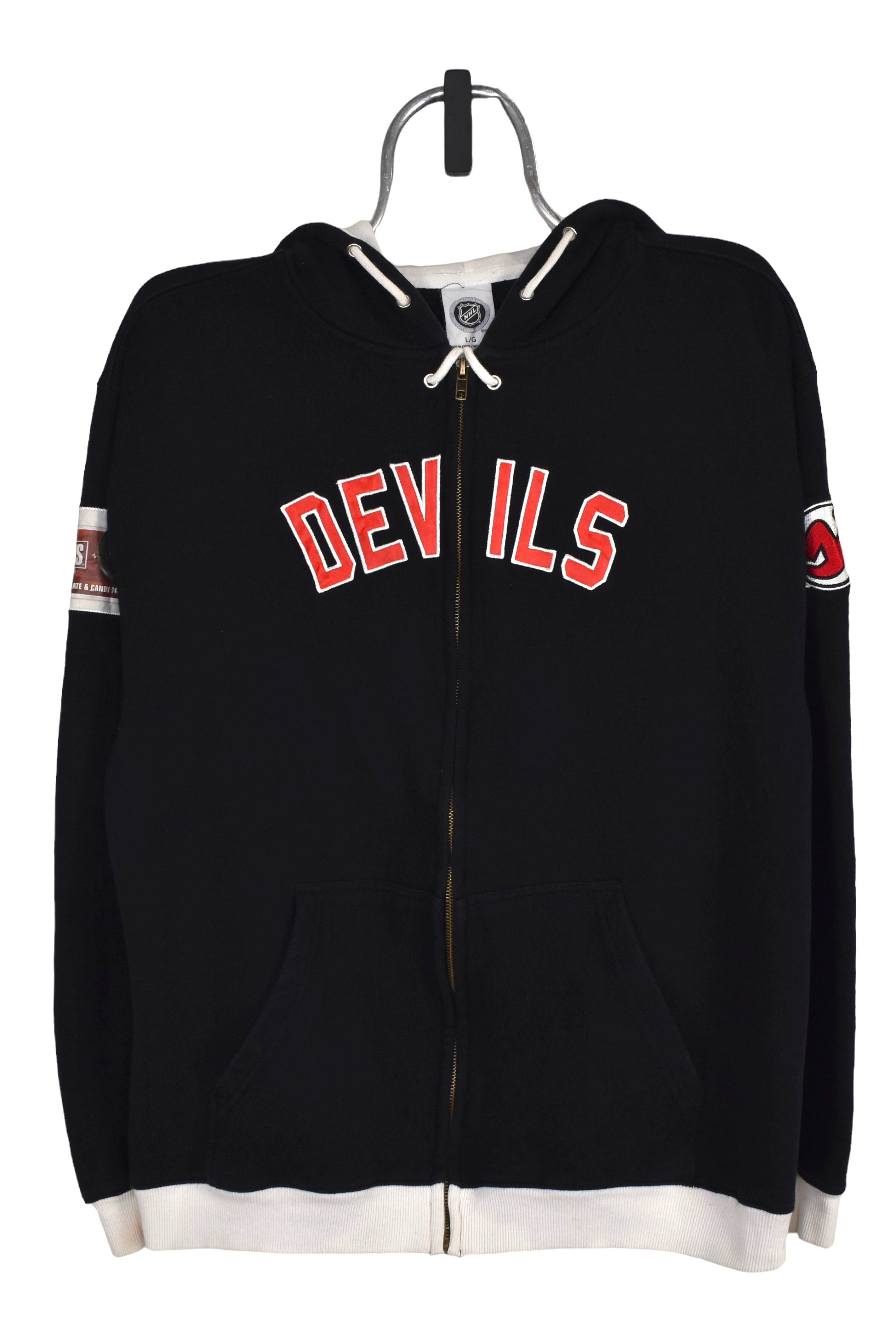 Vintage New Jersey Devils hoodie (L), black NHL embroidered sweatshirt
