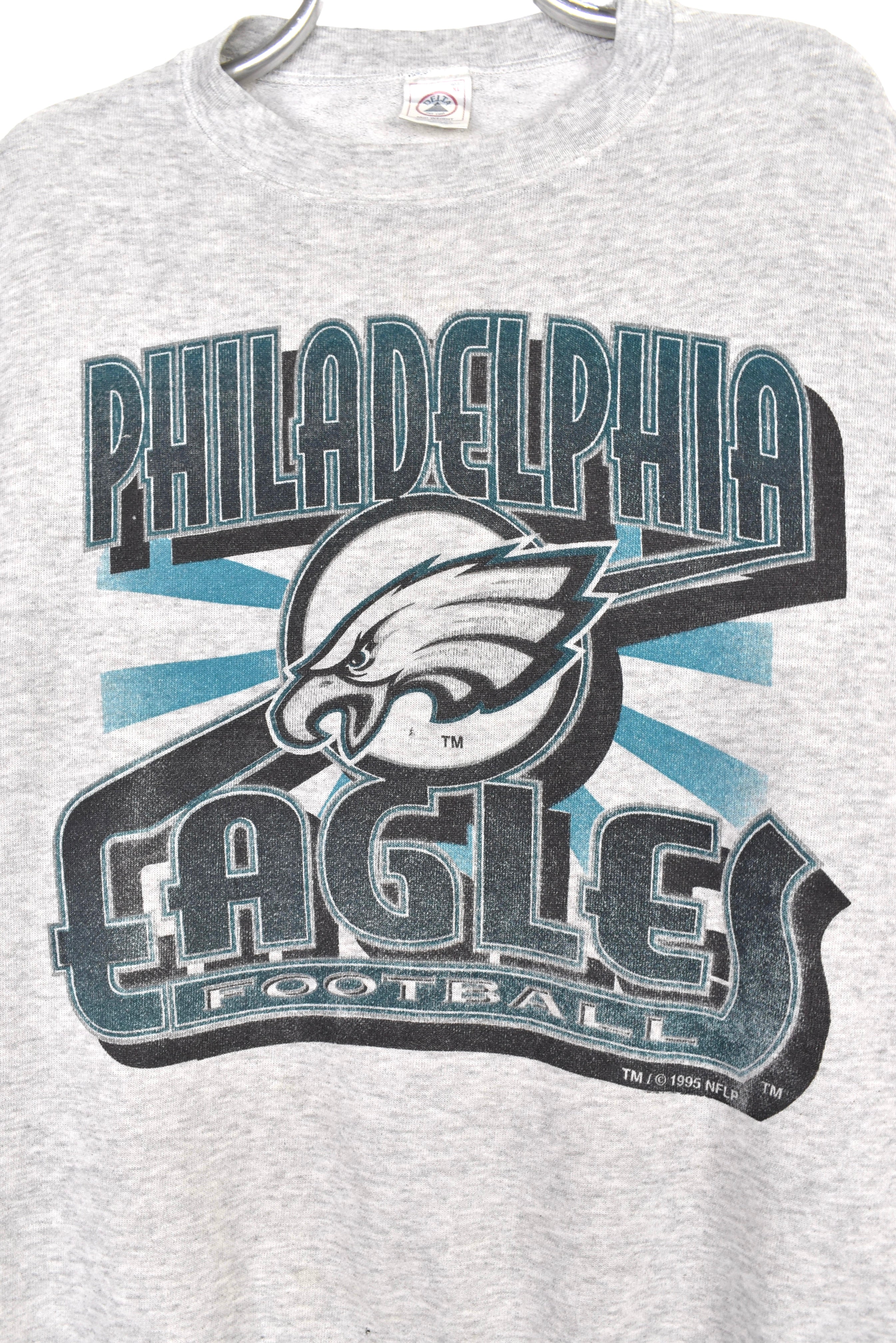 Vintage Philadelphia Eagles sweatshirt Large, NFL 1995 grey graphic crewneck