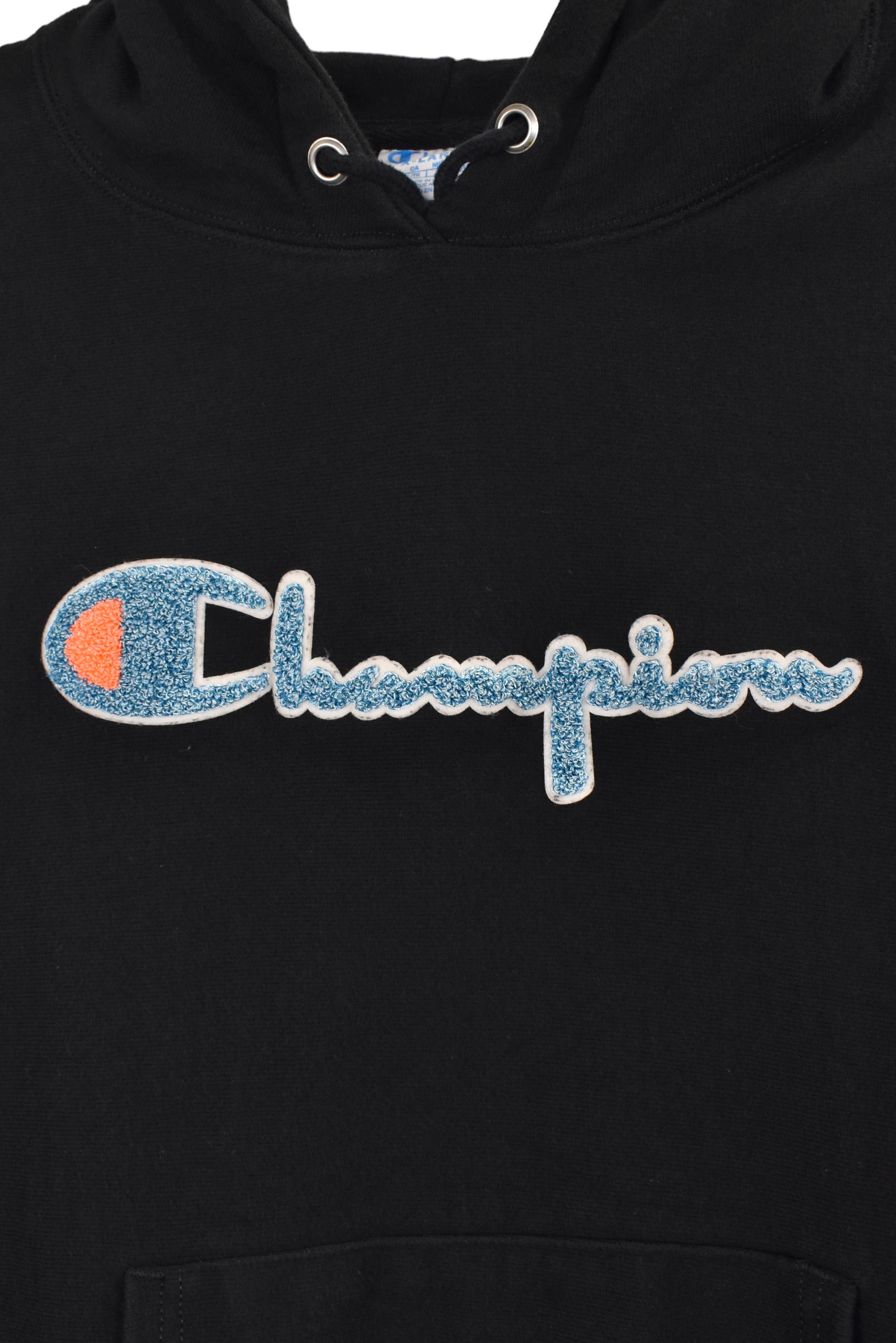 Women's modern Champion hoodie, black reverse weave sweatshirt - XL