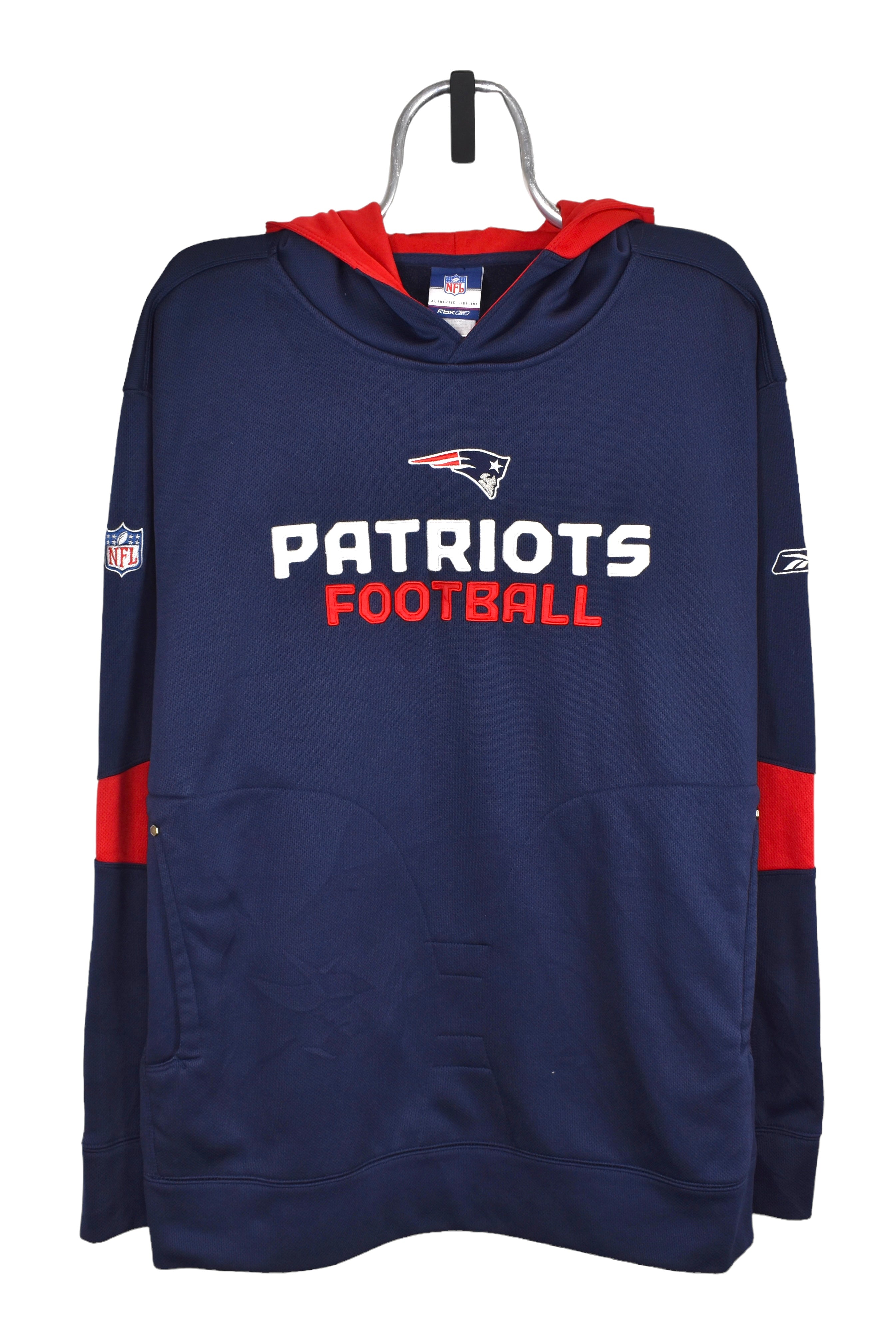 Vintage New England Patriots hoodie (XL), navy NFL embroidered sweatshirt