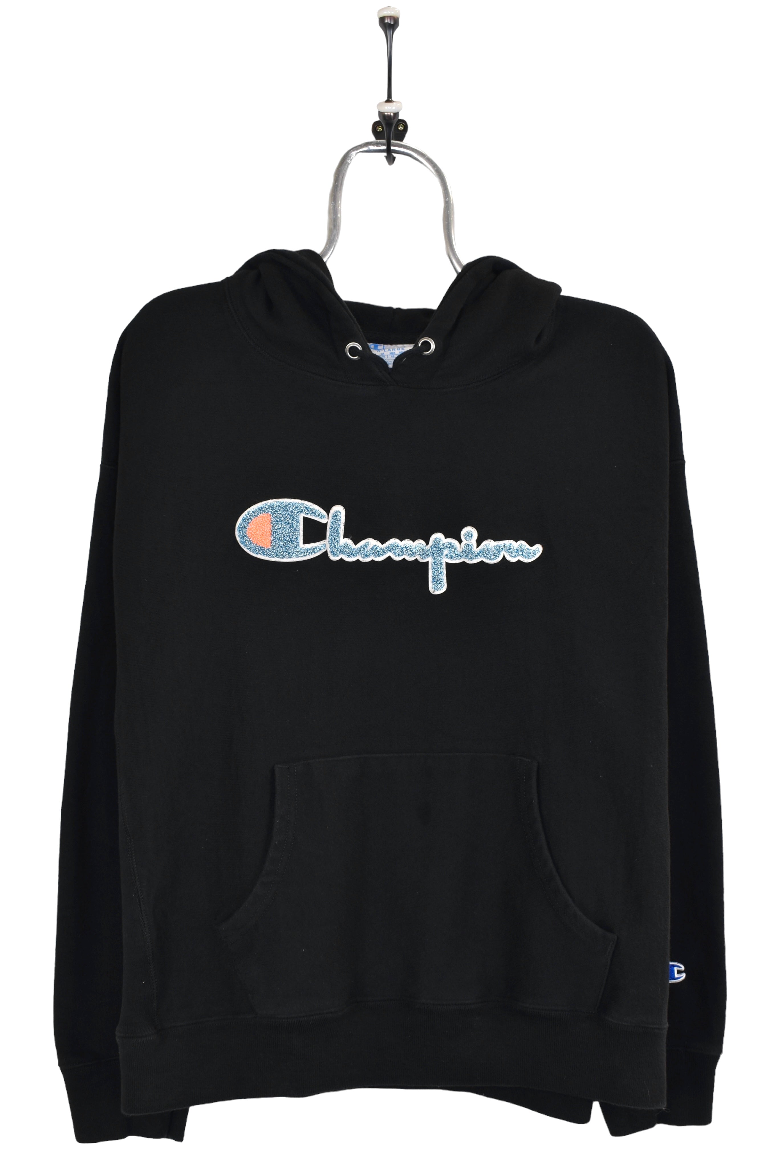 Women's modern Champion hoodie, black reverse weave sweatshirt - XL