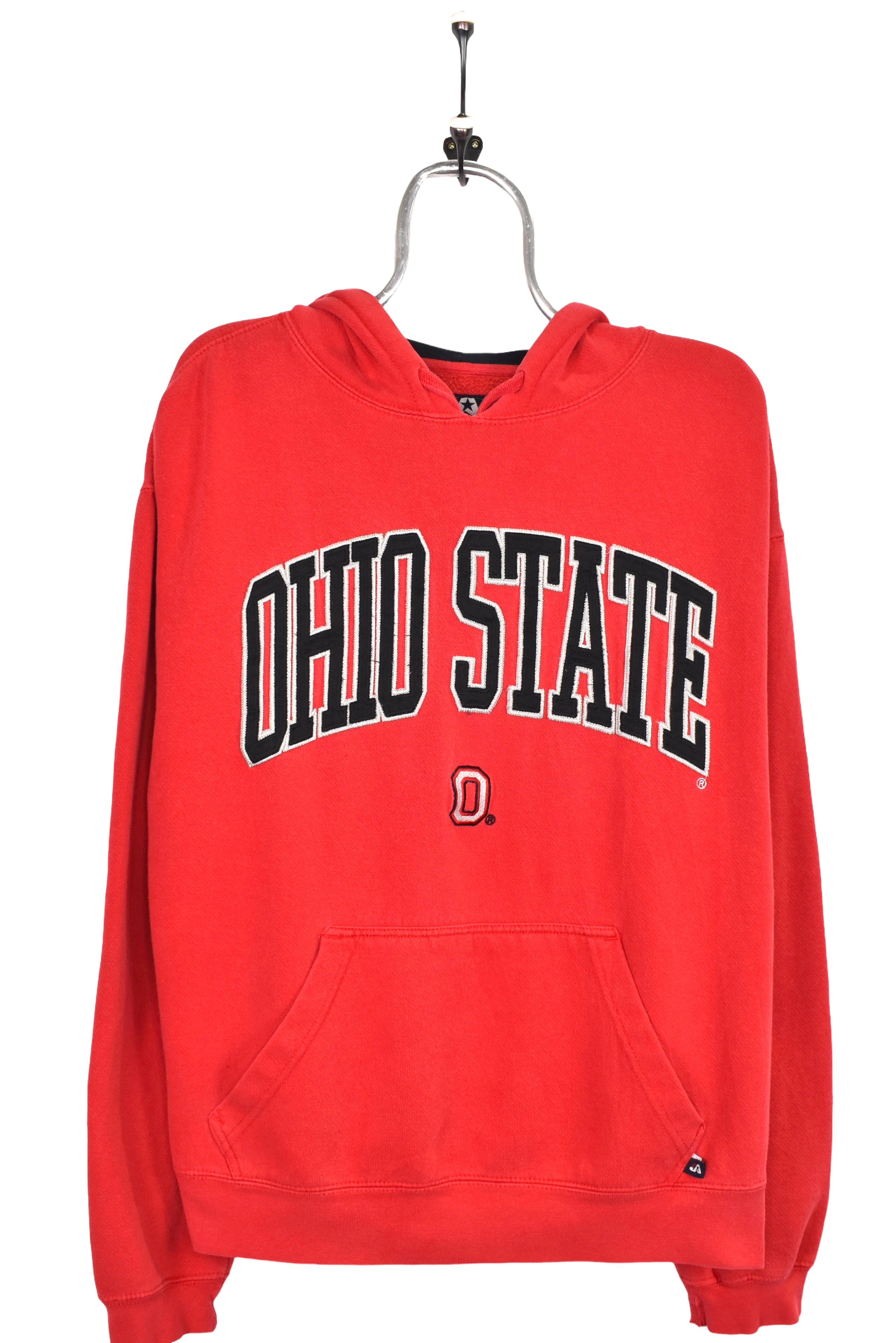Vintage Ohio State University hoodie, red embroidered sweatshirt - Large