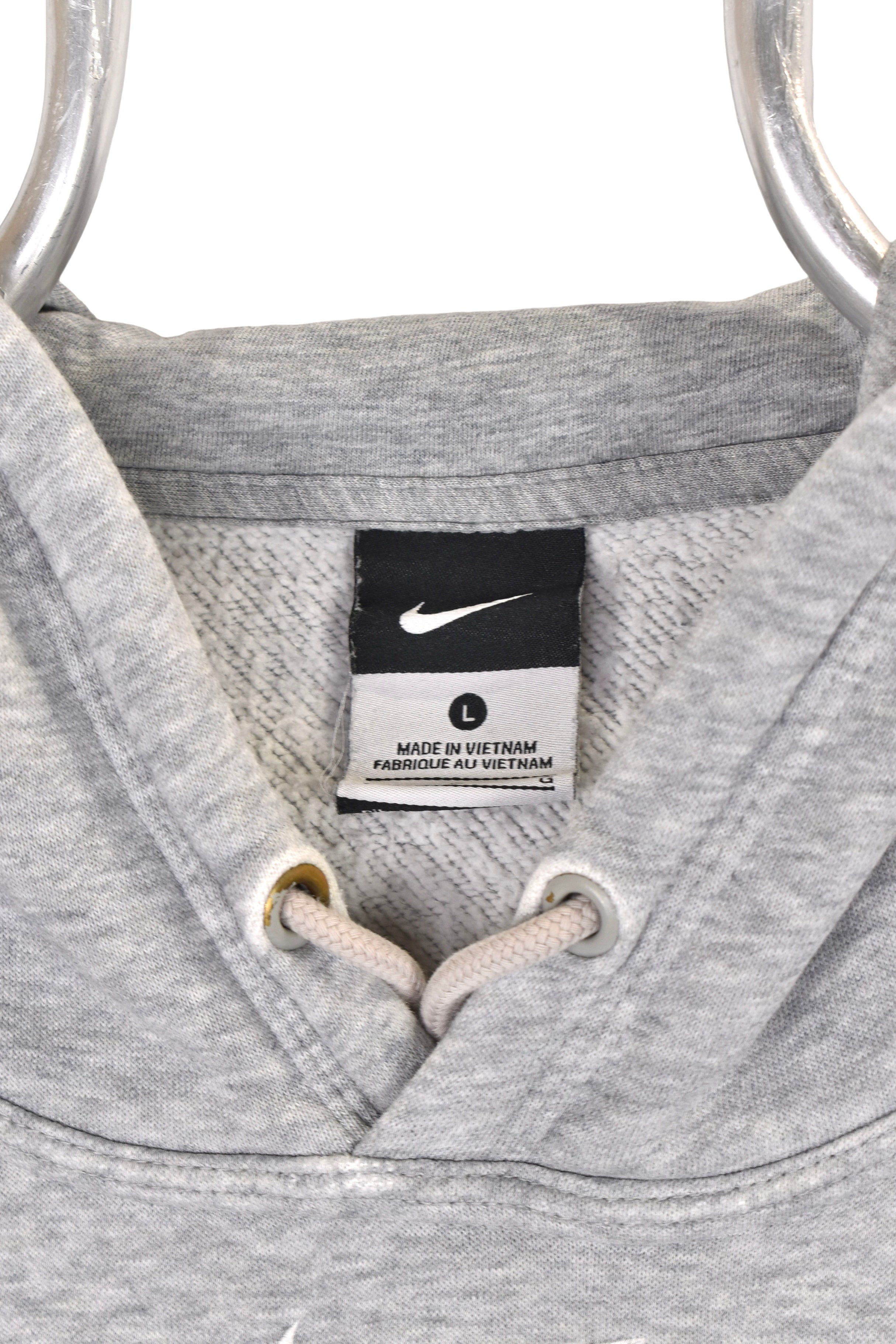 Vintage Nike hoodie, grey centre swoosh embroidered sweatshirt - Large