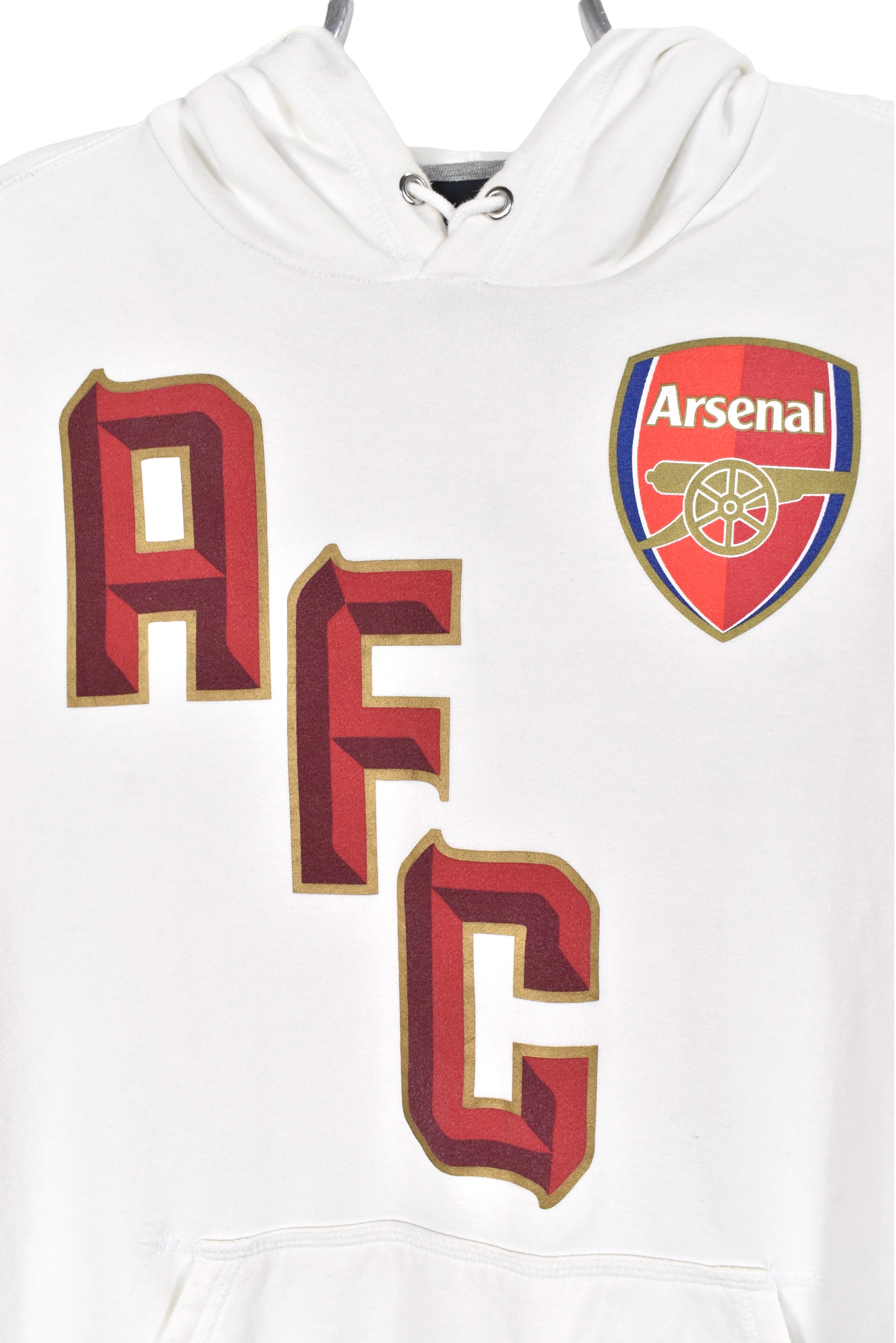 Vintage Arsenal Football club hoodie, white graphic soccer sweatshirt - AU Large PRO SPORT