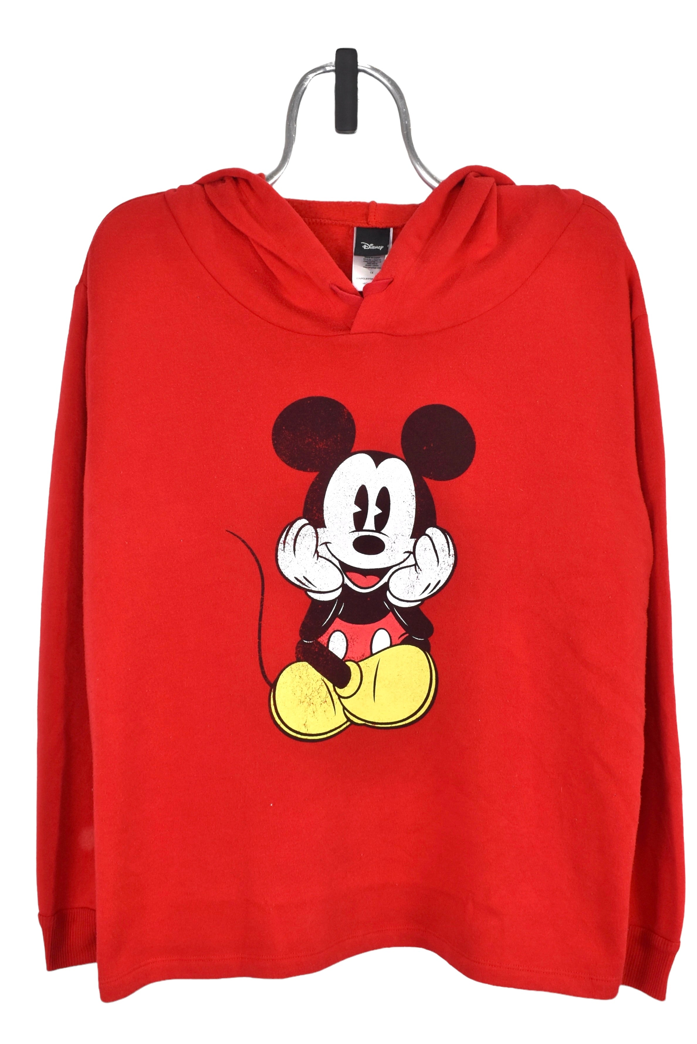 Women's modern Mickey Mouse hoodie (XL), red Disney graphic sweatshirt