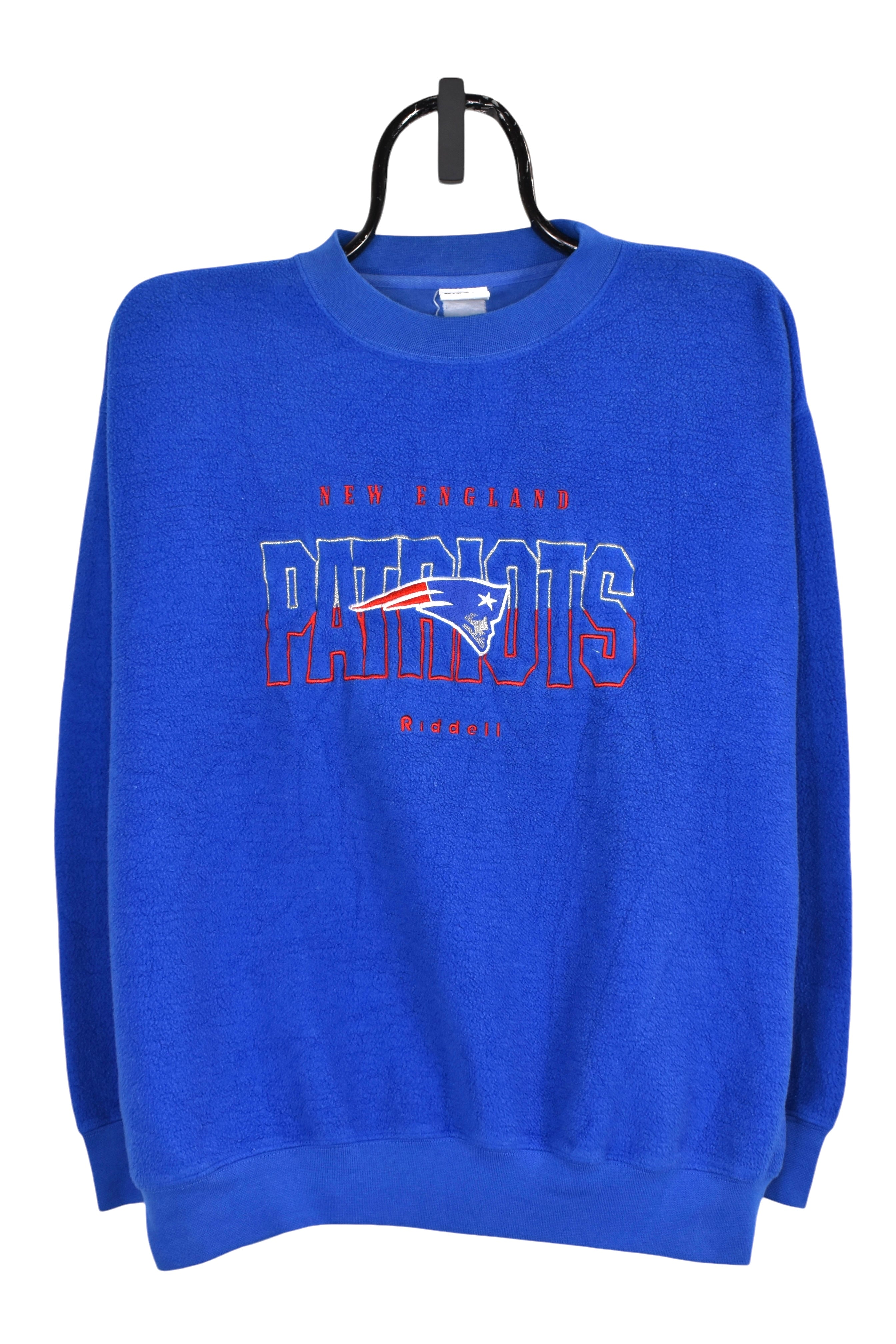 Vintage New England Patriots fleece (M), NFL blue embroidered sweatshirt