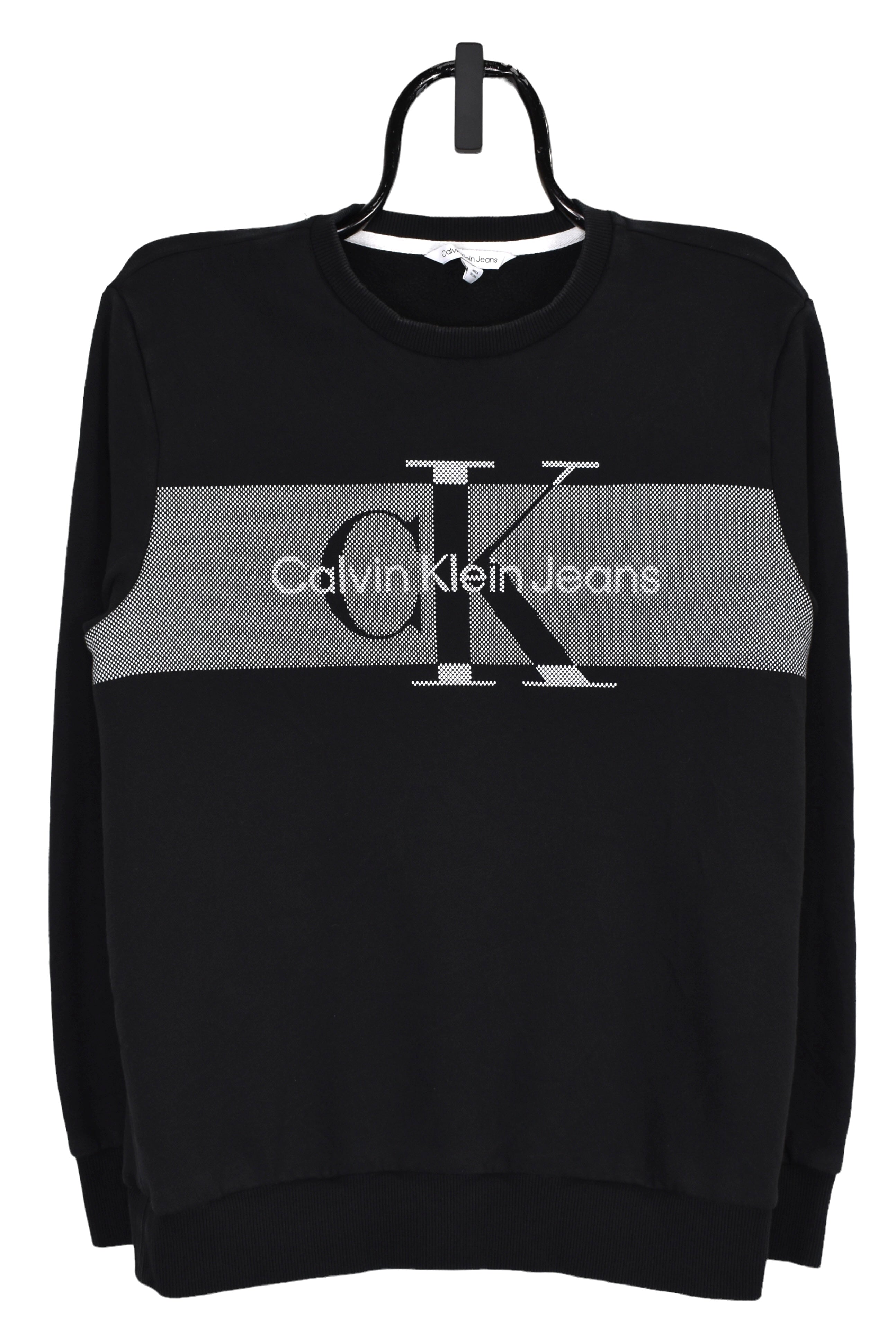 Modern Calvin Klein sweatshirt (M), black graphic crewneck