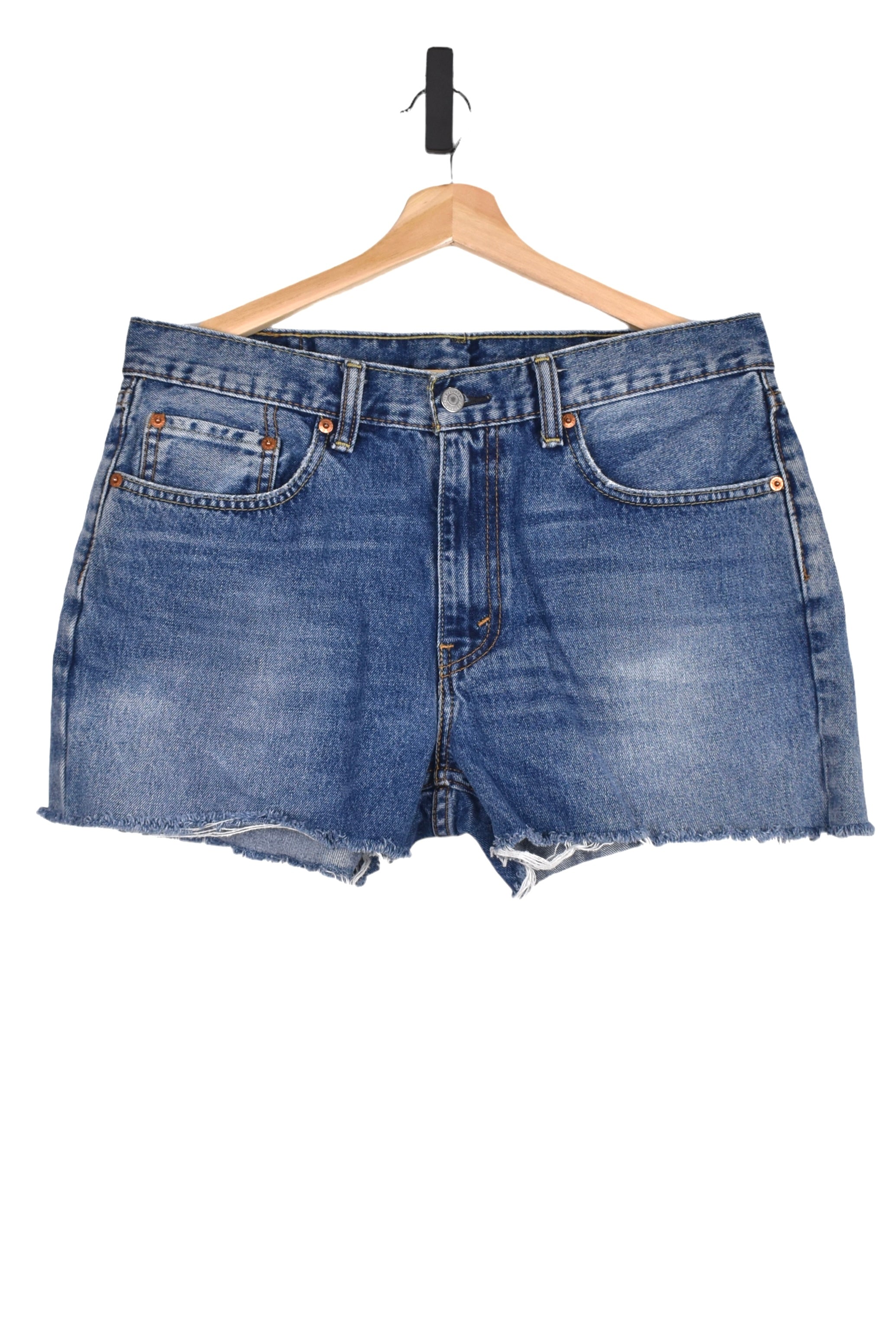 Women's vintage Levi's shorts (W34), blue rework denim jeans