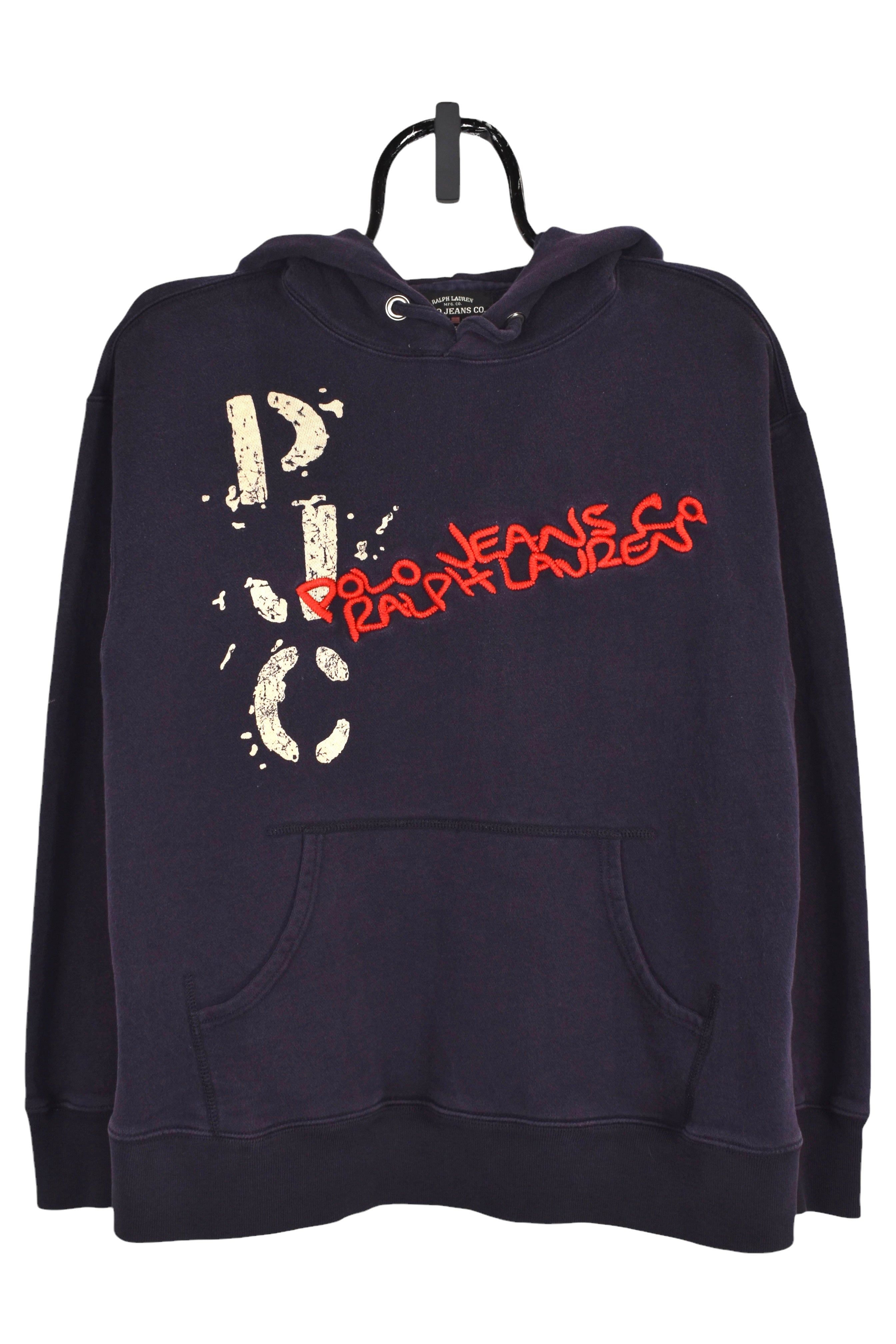 Vintage Ralph Lauren hoodie (M), navy embroidered sweatshirt