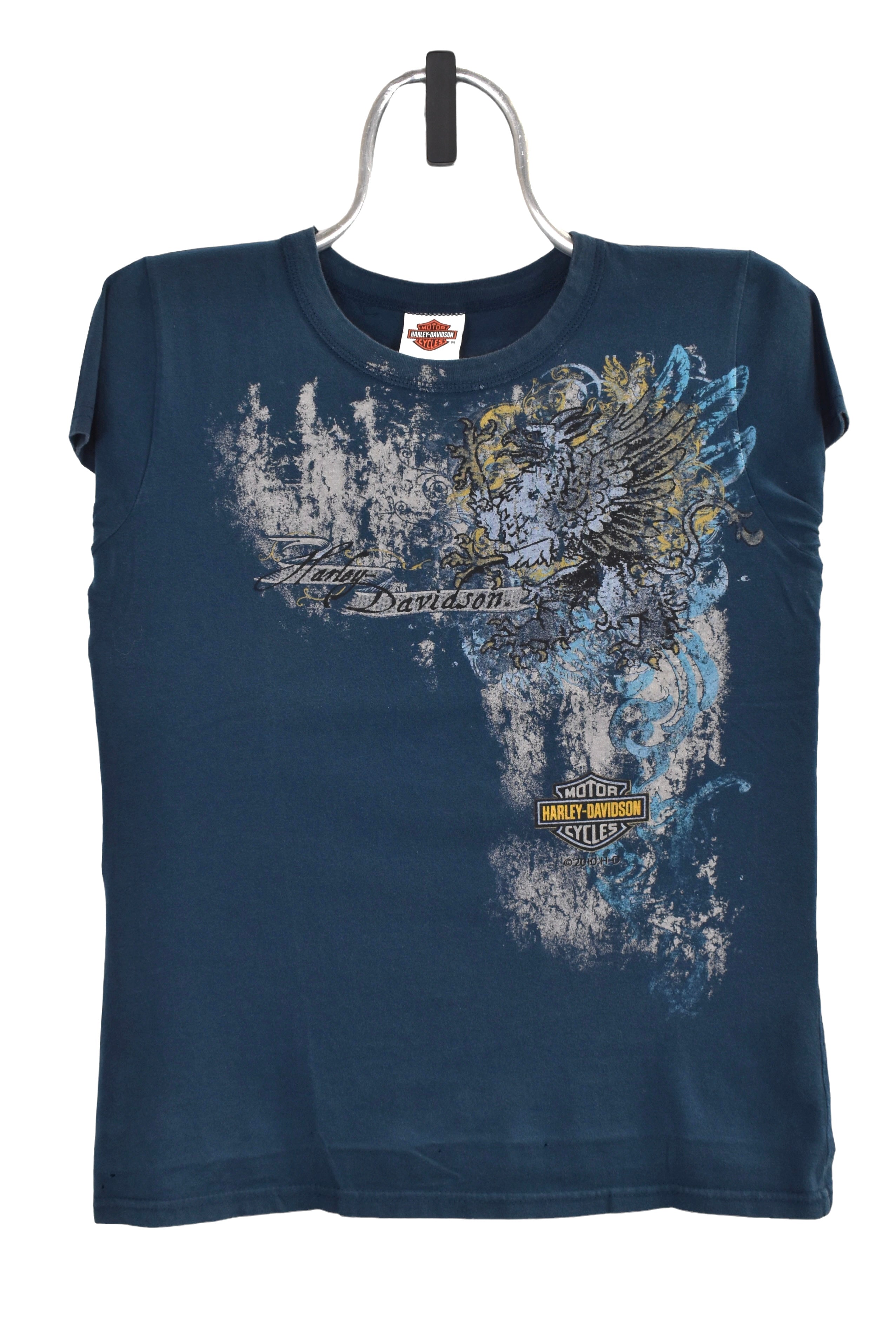 Women's vintage Harley Davidson t shirt (M), blue Y2k graphic tee