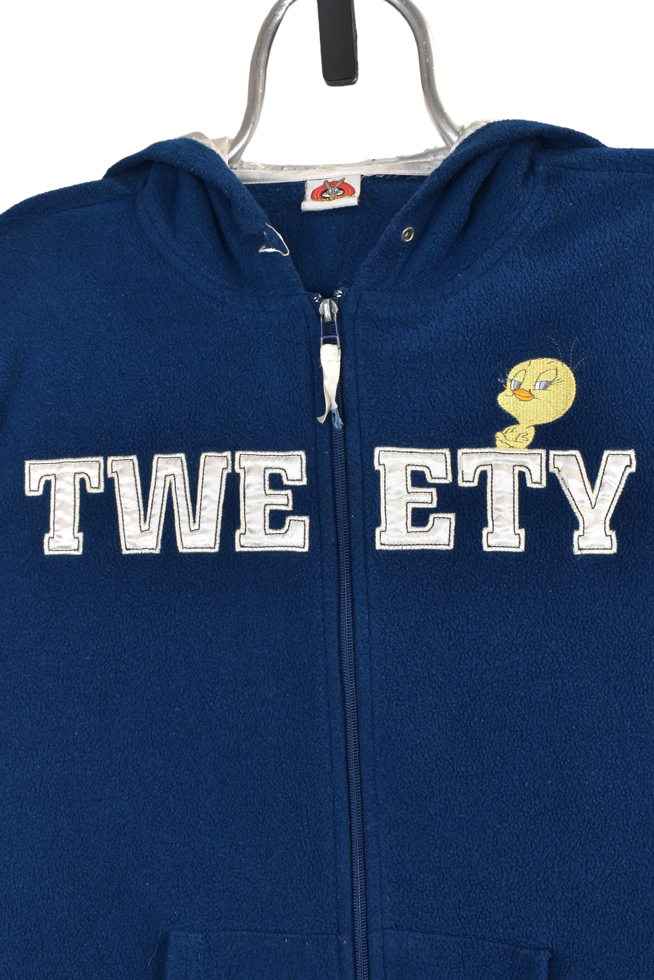 Women's vintage Tweety Bird hoodie (XL), navy embroidered fleece