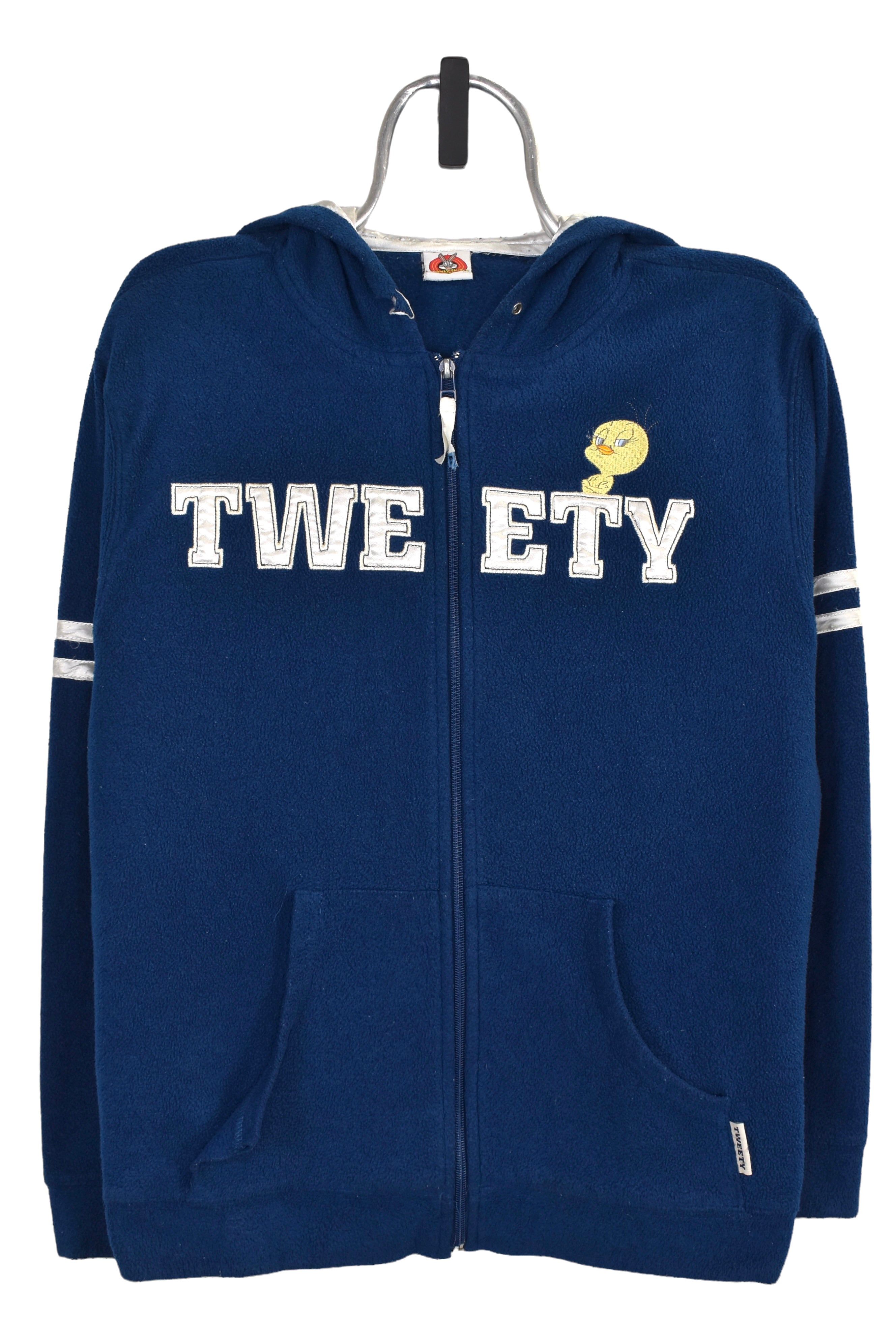 Women's vintage Tweety Bird hoodie (XL), navy embroidered fleece