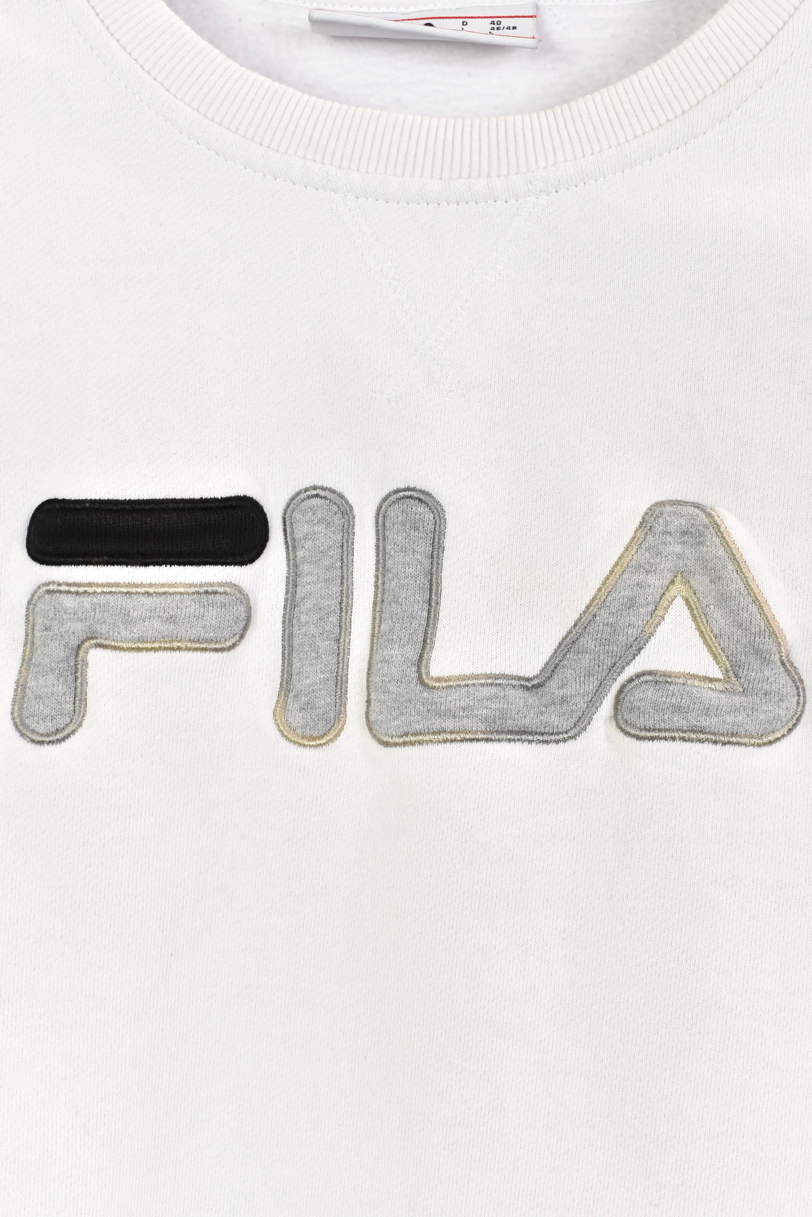 Vintage Women's Fila embroidered white sweatshirt | Large FILA