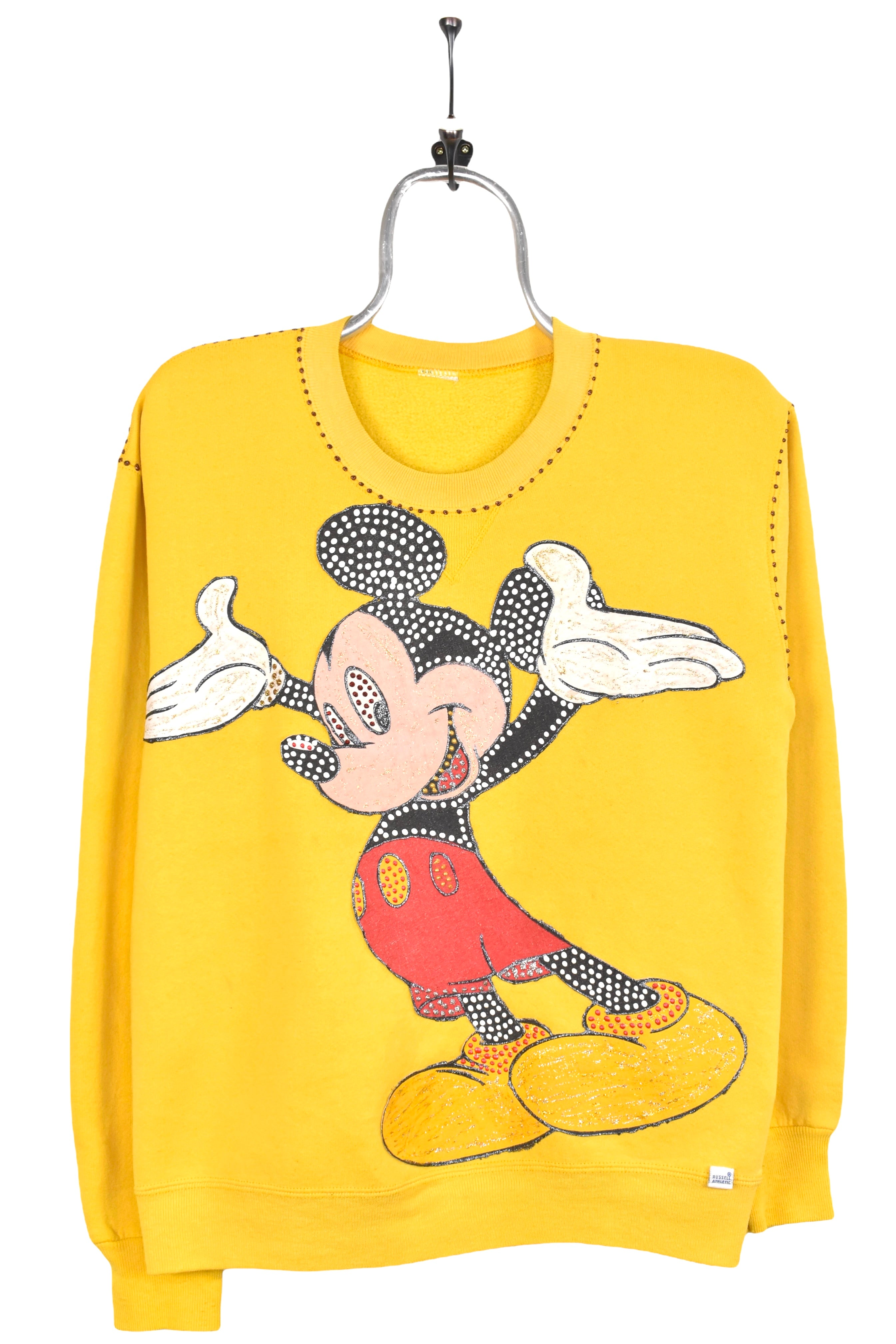 Custom Mickey Mouse sweatshirt, yellow graphic crewneck - AU S DISNEY / CARTOON