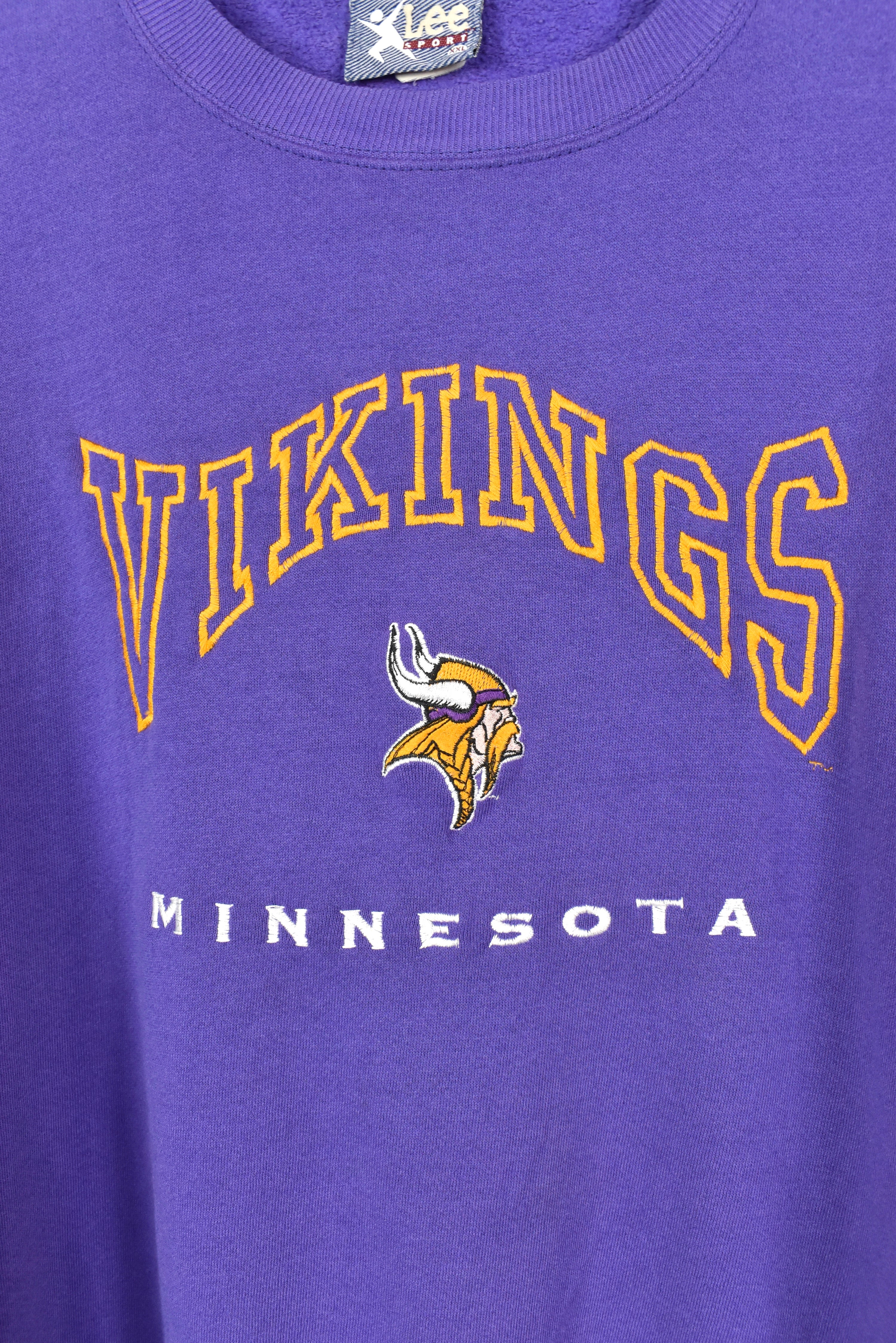 VINTAGE NFL MINNESOTA VIKINGS EMBROIDERED PURPLE SWEATSHIRT | XXL PRO SPORT